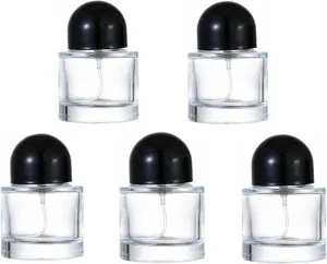 CTKcom 30ML Glass Perfume Bottles Empty Clear Spray Perfume Bottles with Black Lid Refillable Portable Perfume Atomizer Vials Refillable Cosmetic Containers for Perfume Essential Oils Liquids,5 Pack