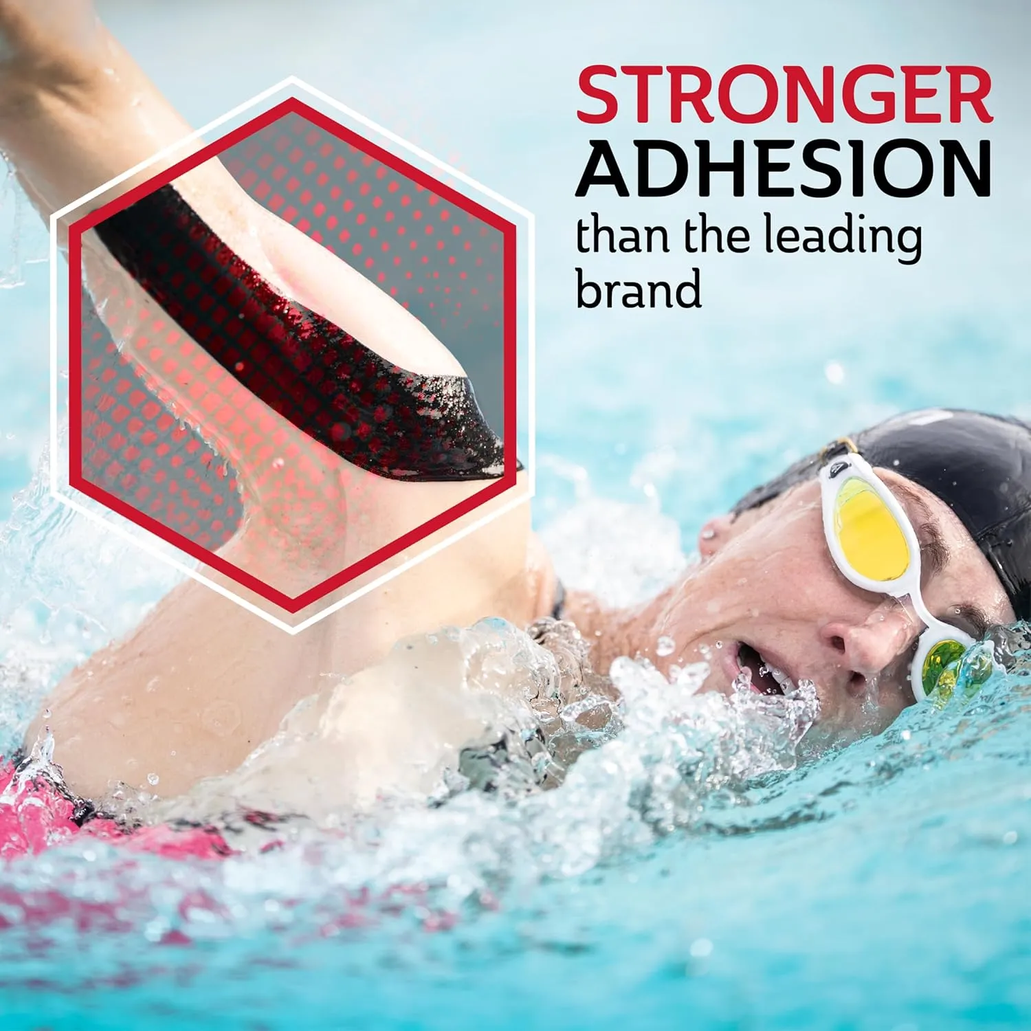 CURAD Performance Series Ironman Maximum Grip Kinesiology Tape, Sweat & Water Resistant Athletic Tape, Cotton Elastic Compression Support for Joints & Muscles, Black, 2 inches x 135 feet (1 Roll)