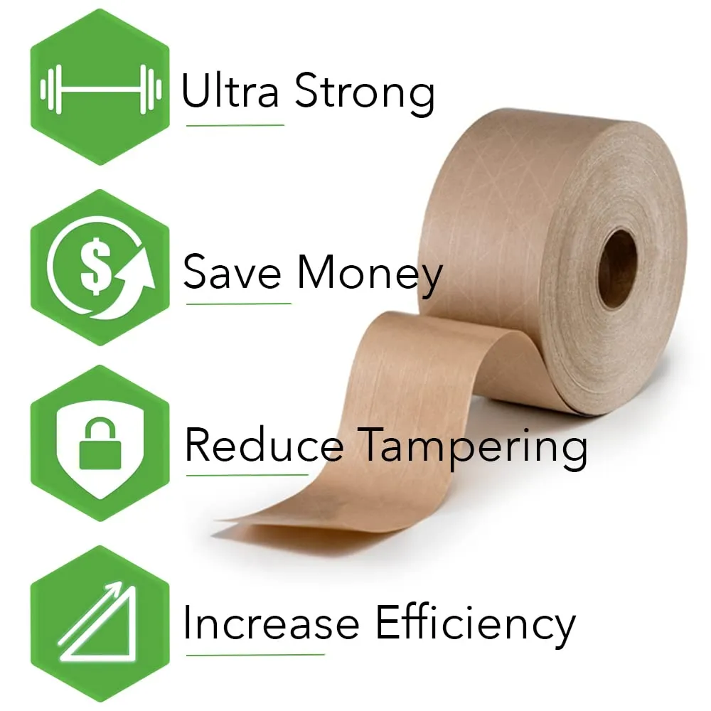 CURBY IPG Water-Activated Tape, 70MM x 100M Refill Roll (8-Pack), Tan