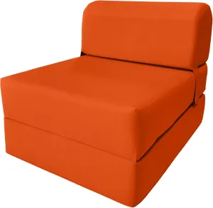 D&D Futon Furniture Sleeper Chair Folding Bed, Studio Sofa Guest Folded Mattress, High Density Foam (70 x 24 x 6, Orange)
