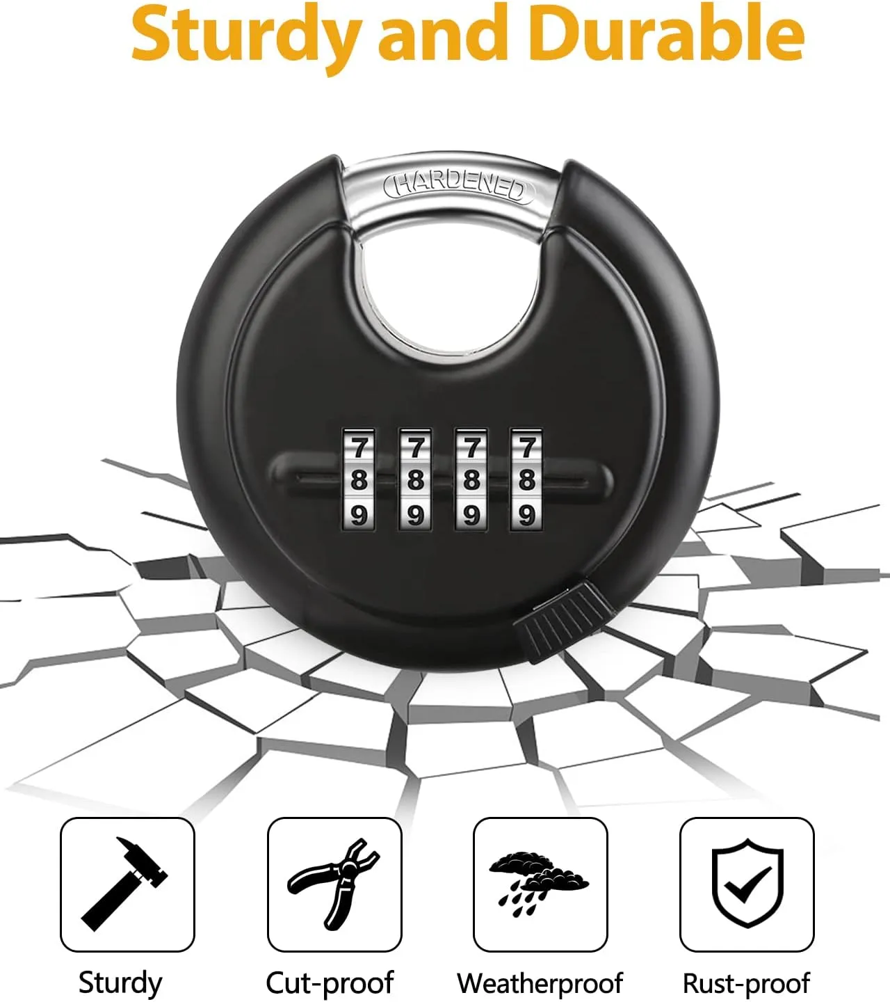 DAYGOS Combination Disc Padlocks for Outdoor - Heavy Duty 4 Digit Code Lock, Combo Discus Lock for Storage Unit,Gate,Fence,Trailer(3/8-in Shackle,2PCS,Black)