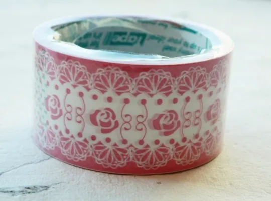Deco Duct Tape Pink Rose & White Lace 25meters DTB72