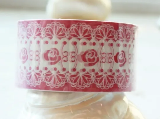 Deco Duct Tape Pink Rose & White Lace 25meters DTB72