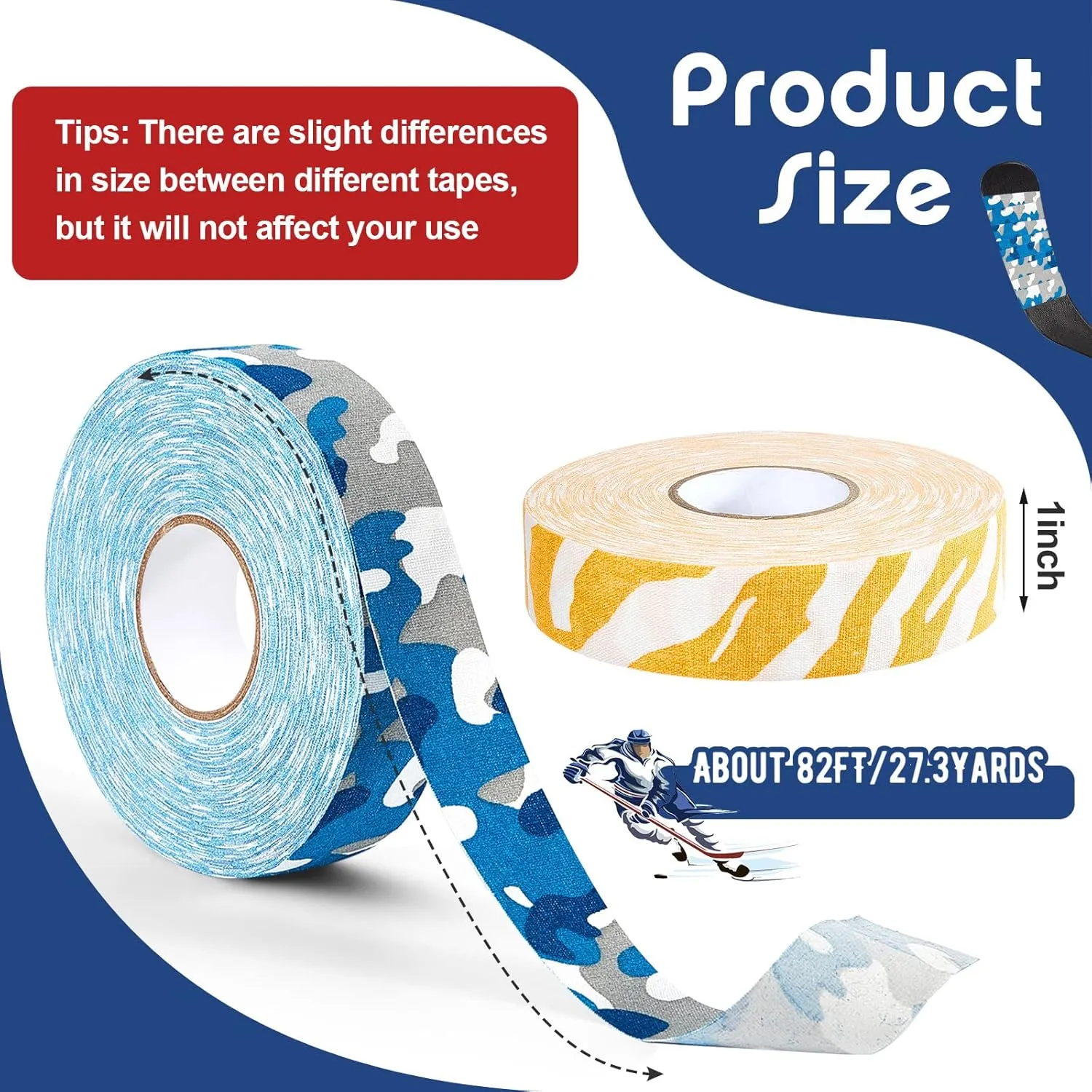Deekin 6 Rolls Hockey Tape USA Flag Camo Lacrosse Stick Tape Waterproof Non Slip Hockey Athletic Sports Stick Baseball, 1'' x 27 Yards/Roll