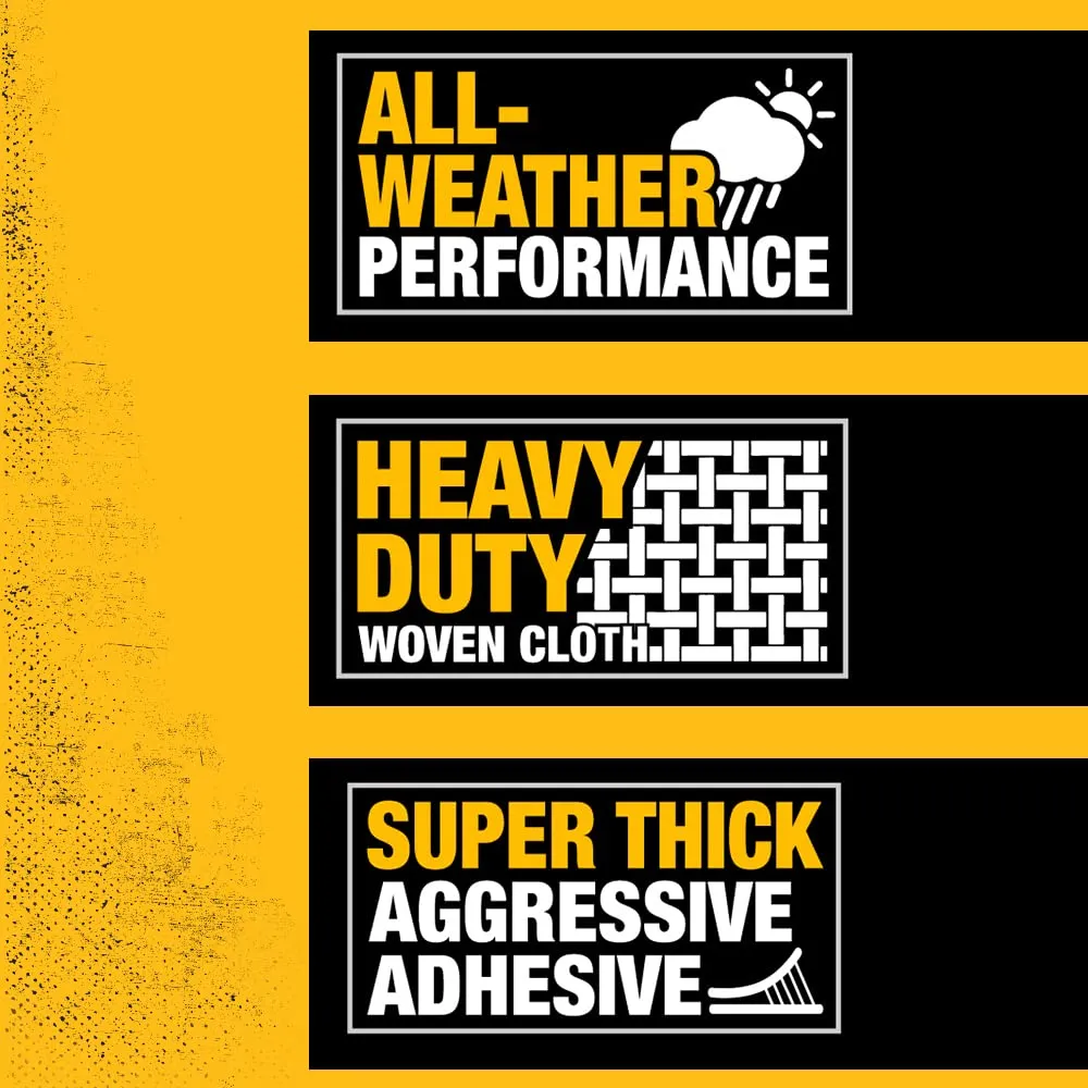 DEWALT Ultra Tough Duct Tape, 1.88 in x 30 yd, Heavy Duty, Ultra Strong, Aggressive Adhesive, All-Weather, 2 Rolls, Black