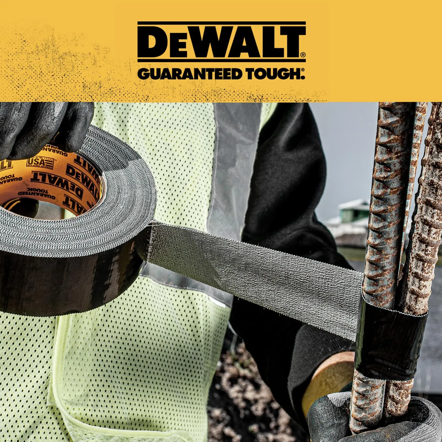 DEWALT Ultra Tough Duct Tape, 1.88 in x 30 yd, Heavy Duty, Ultra Strong, Aggressive Adhesive, All-Weather, 2 Rolls, Black