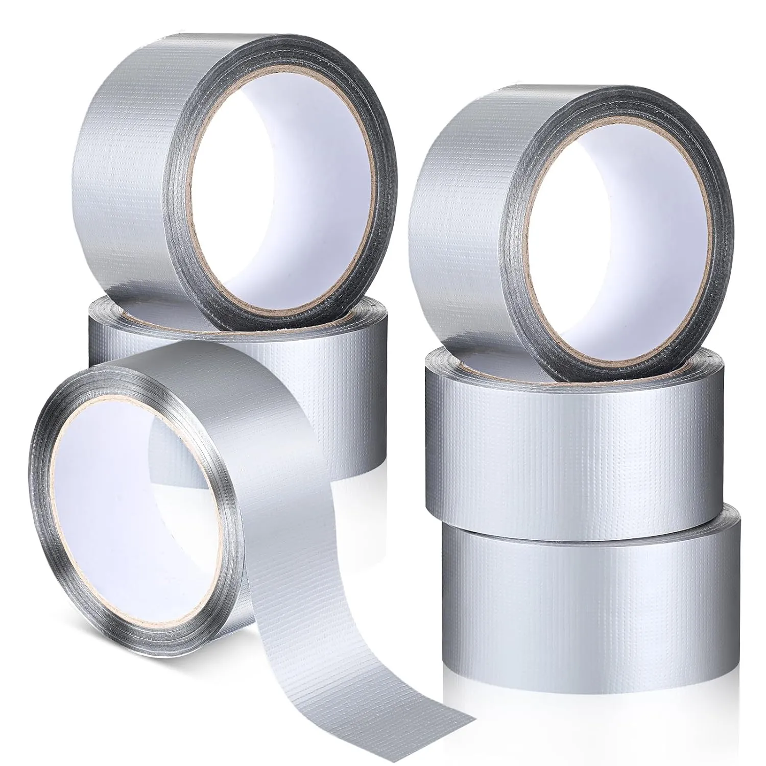 DIVINA VITAE 6Rolls Duct Tape, Heavy Duty Duct Tape, Strong Adhesive Silver Duct Tapes Bulk, Waterproof No Residue, Easy Tear for Indoor Outdoor Repairs Industrial Use(1.89inch x 27yard)
