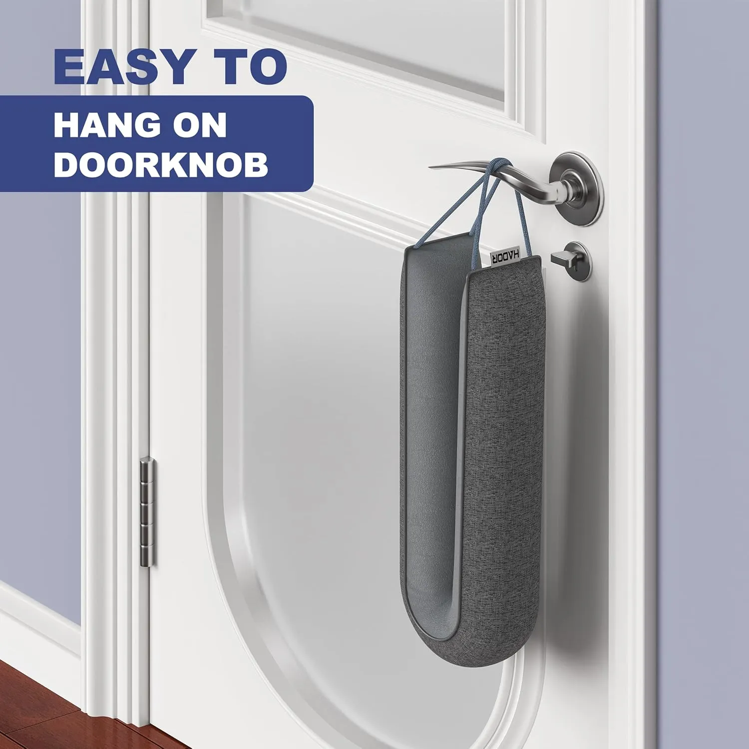 Door Draft Stopper 30 Inch, Weighted Under Door Snake Cold Air Noise Wind Blocker, Heavy Duty Sound Proof Bottom Filler Cover Gaps up to 3'', Winter Patio Sliding Window Pillow Guard Seal, Grey