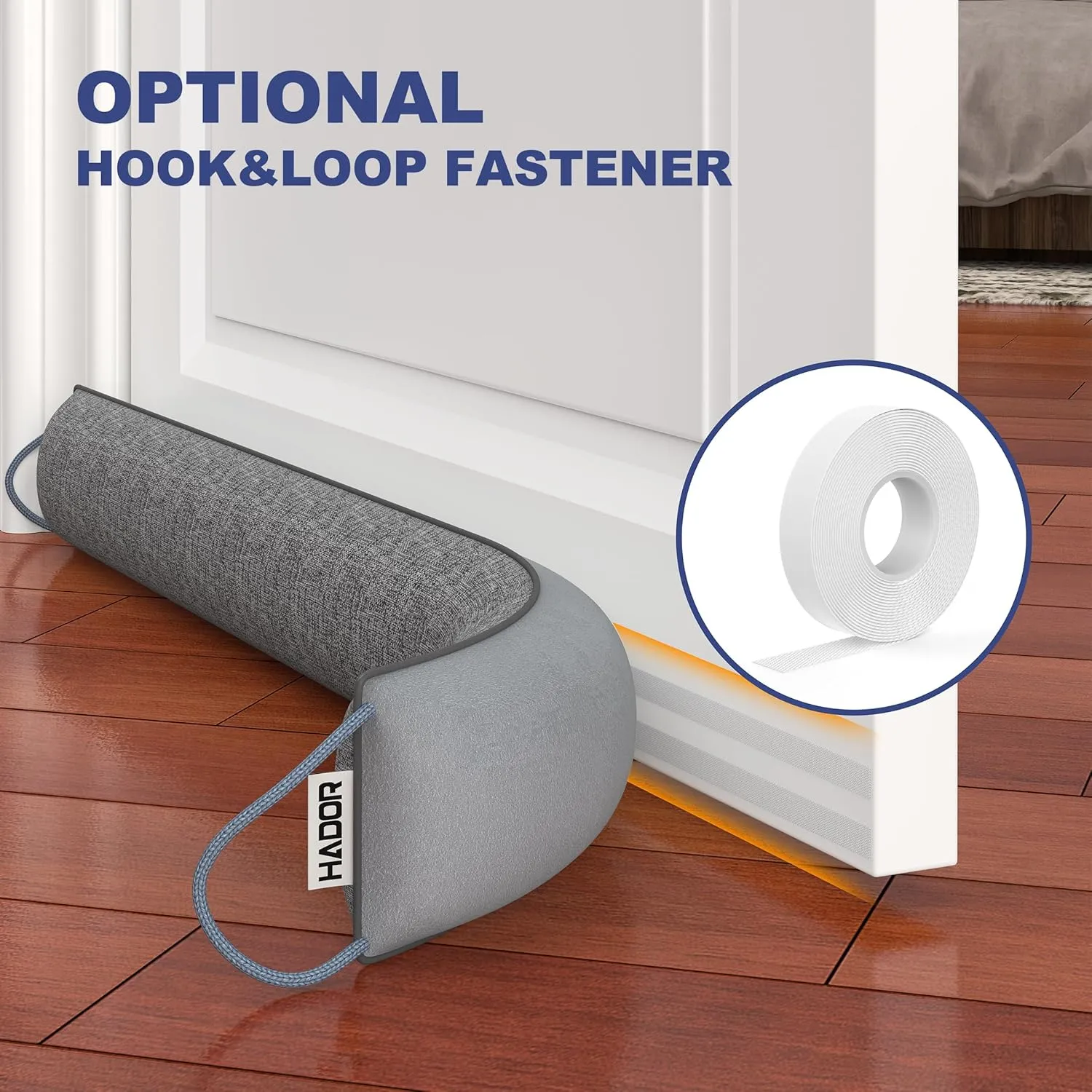 Door Draft Stopper 30 Inch, Weighted Under Door Snake Cold Air Noise Wind Blocker, Heavy Duty Sound Proof Bottom Filler Cover Gaps up to 3'', Winter Patio Sliding Window Pillow Guard Seal, Grey