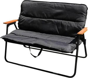 Double Seat Folding Camping Chair, Portable Heavy Duty Outdoor Camping Chair,Suitable for 2 Adults, Wooden Armrests, with Seat Cushion, for Fishing, Travel, Lawn, Camping, Hiking, Black