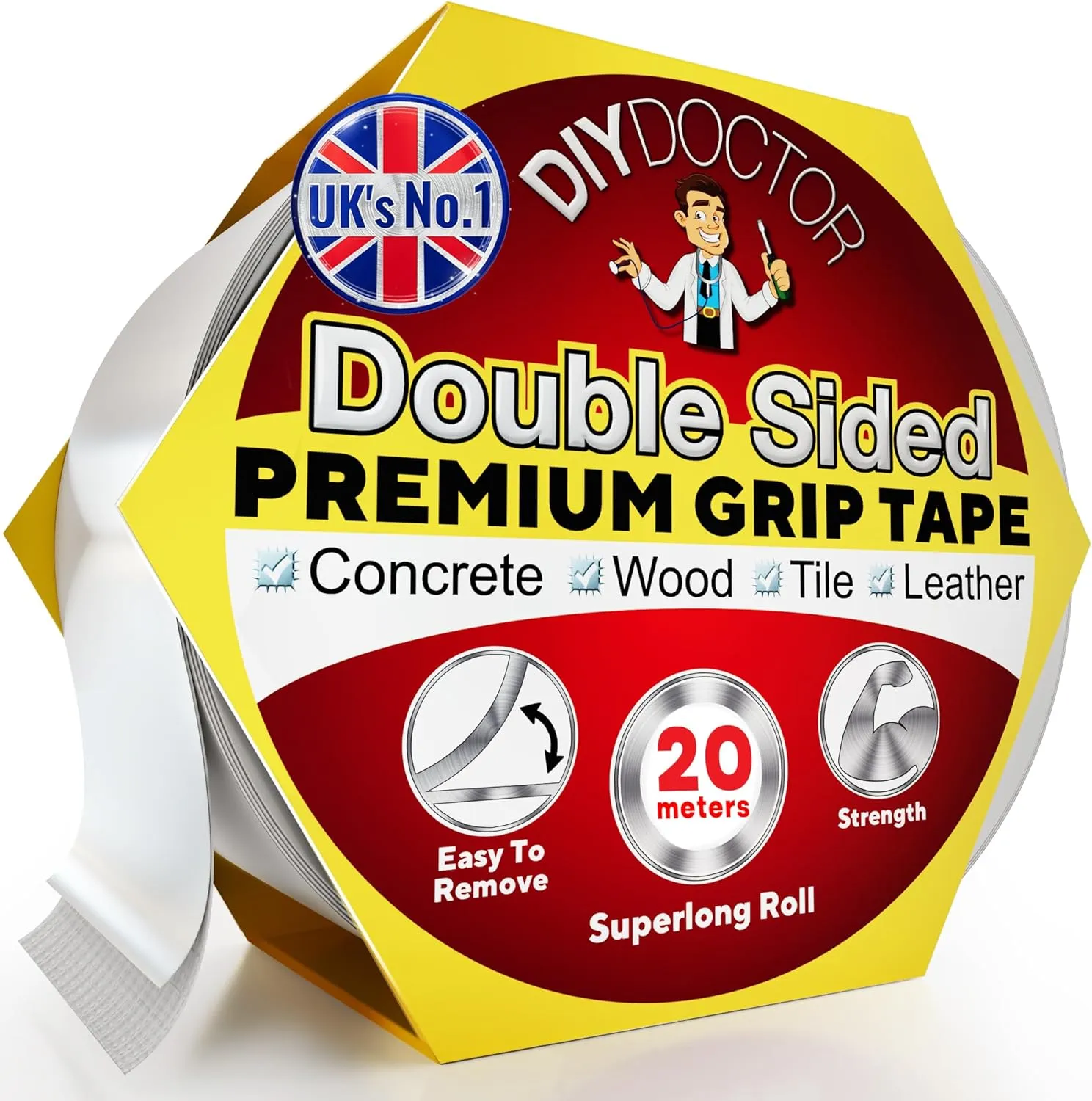 Double Sided Carpet Tape Heavy Duty, Huge 20 Meters x 21mm (1 Pack), No Residue Extra Strong Sticky Rug Grip Tape, Carpet Grippers for Rugs