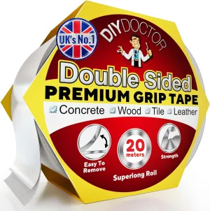Double Sided Carpet Tape Heavy Duty, Huge 20 Meters x 21mm (1 Pack), No Residue Extra Strong Sticky Rug Grip Tape, Carpet Grippers for Rugs
