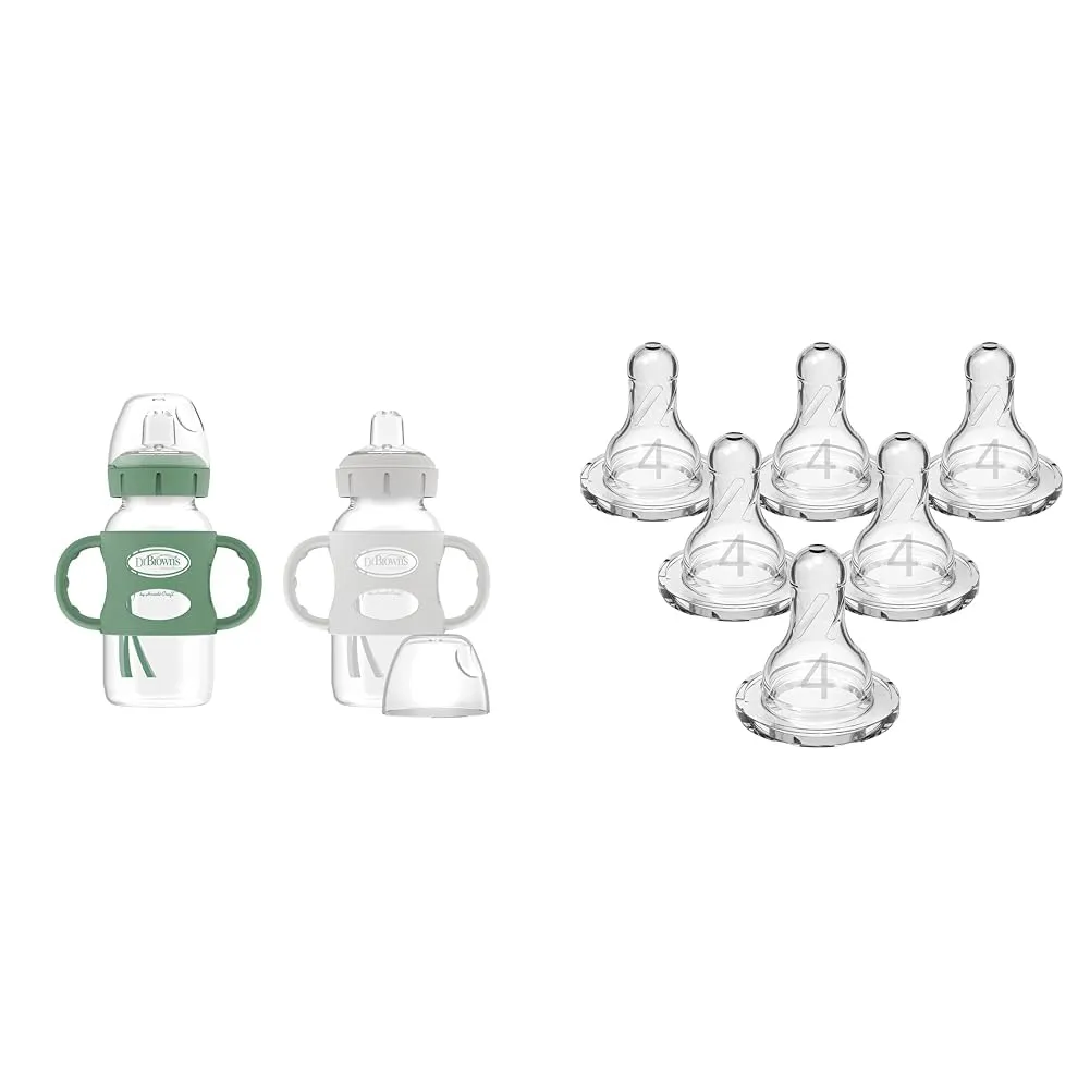 Dr. Brown's Milestones Sippy Bottle 2-Pack with Level 4 Fast Flow Nipple 6-Pack