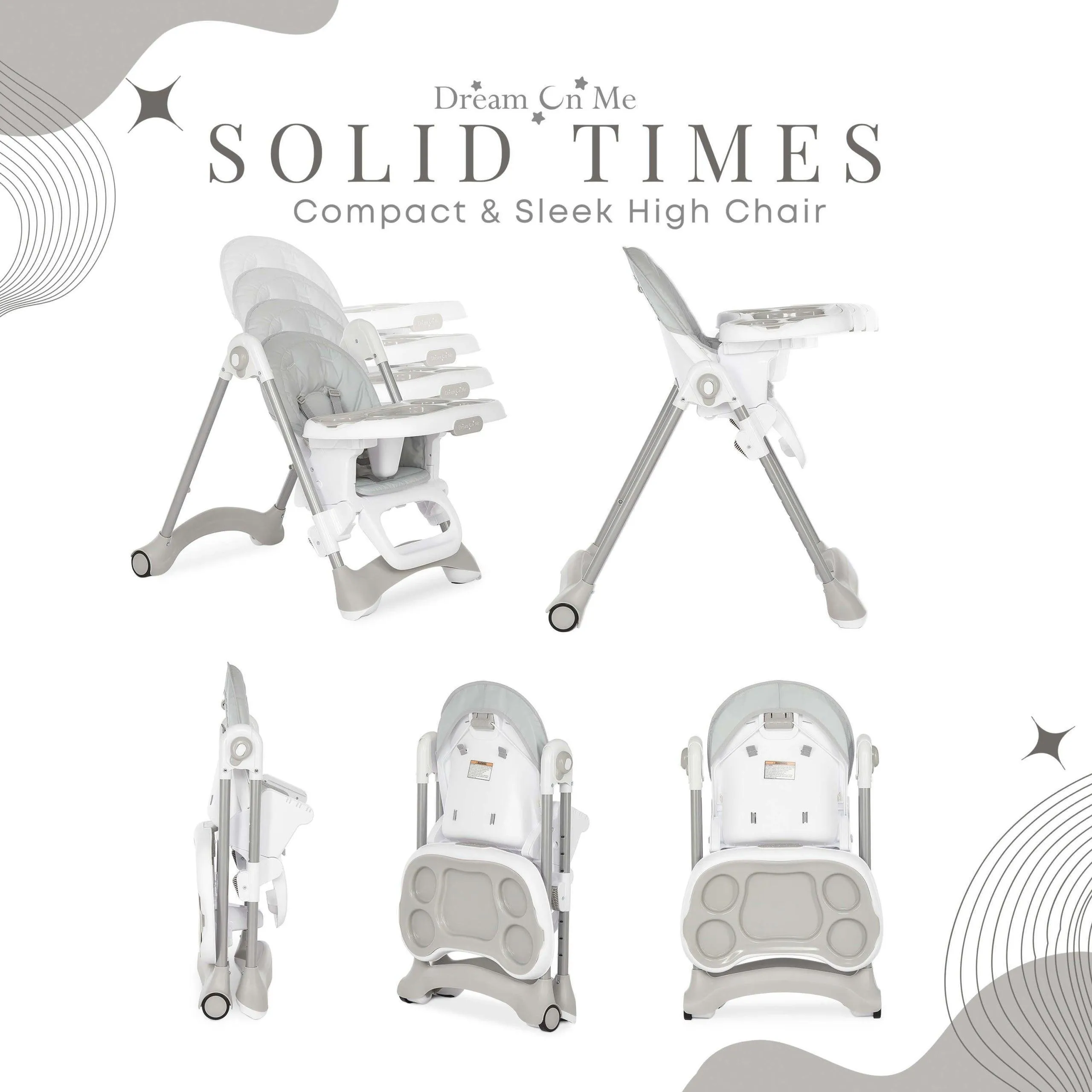 Dream on Me Solid Times Lightweight Portable Highchair