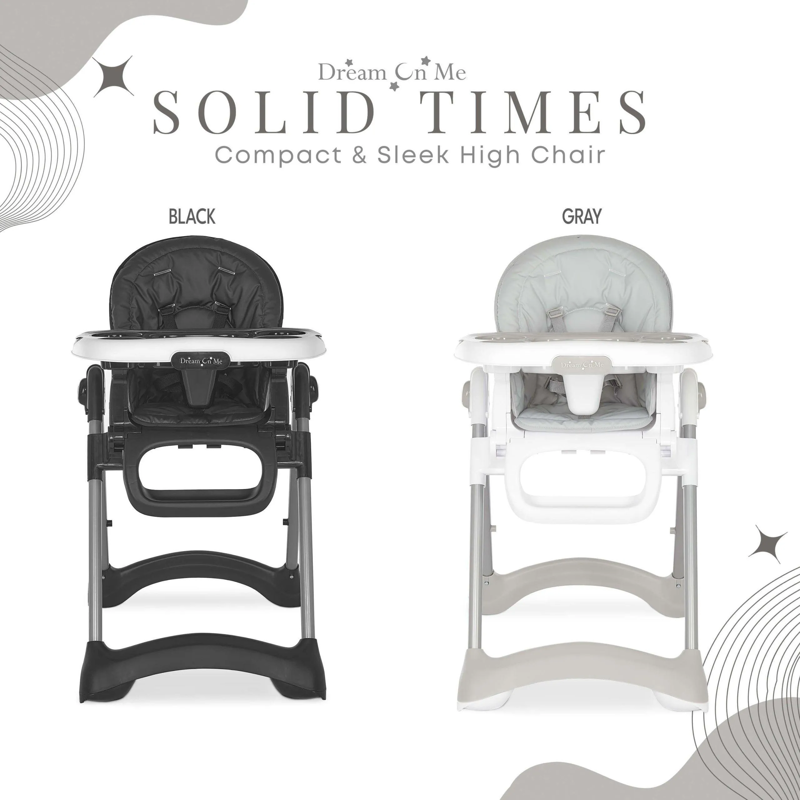 Dream on Me Solid Times Lightweight Portable Highchair