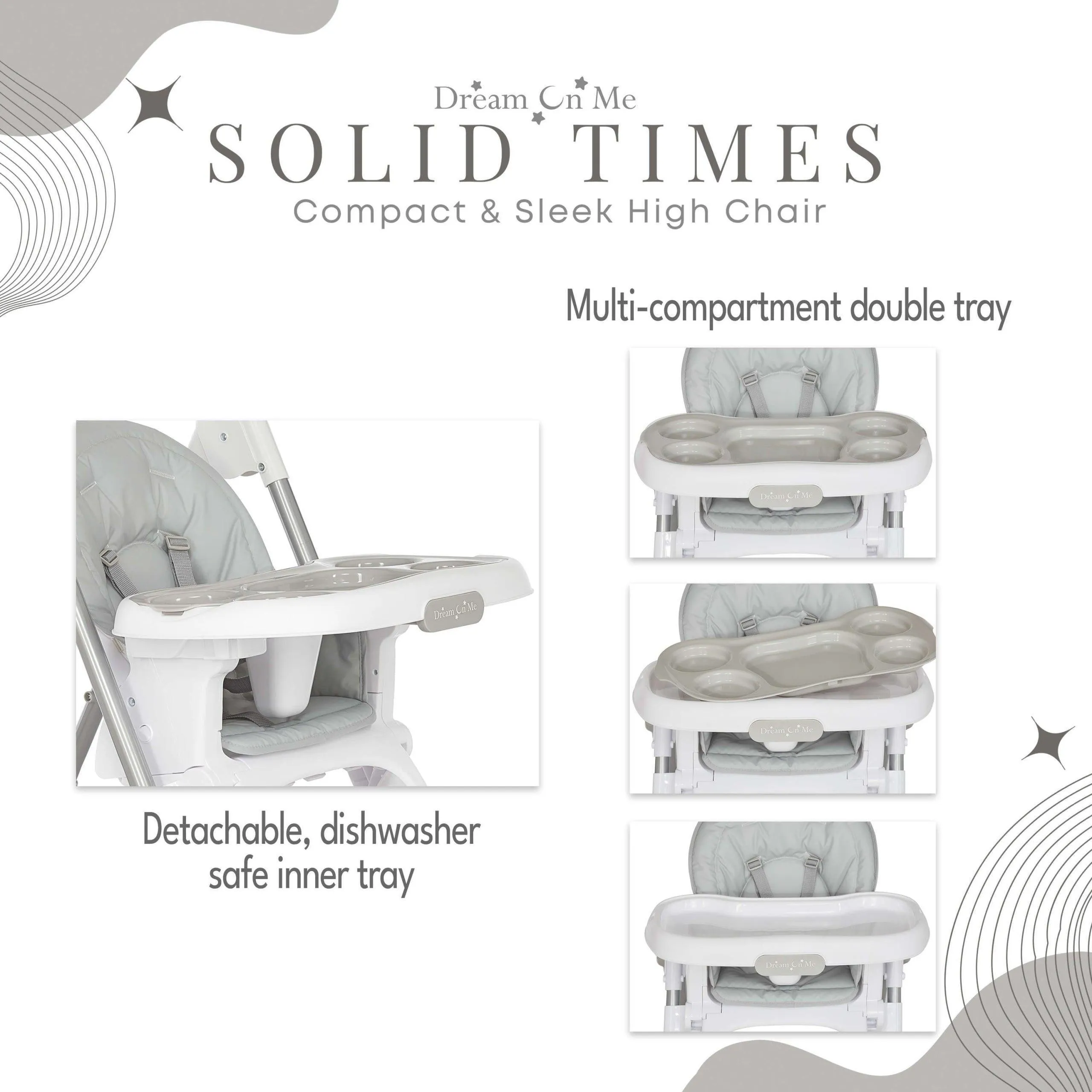 Dream on Me Solid Times Lightweight Portable Highchair