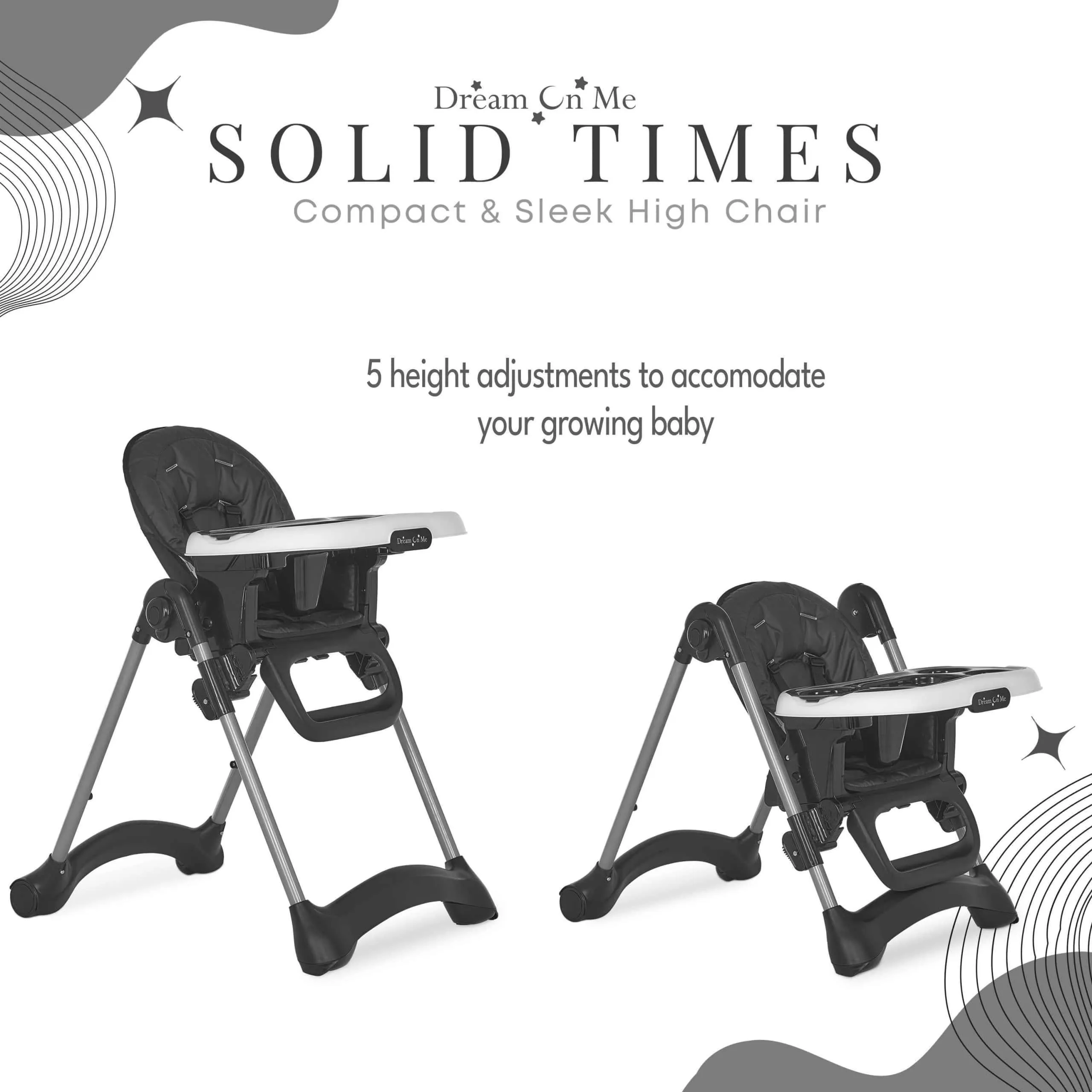 Dream on Me Solid Times Lightweight Portable Highchair
