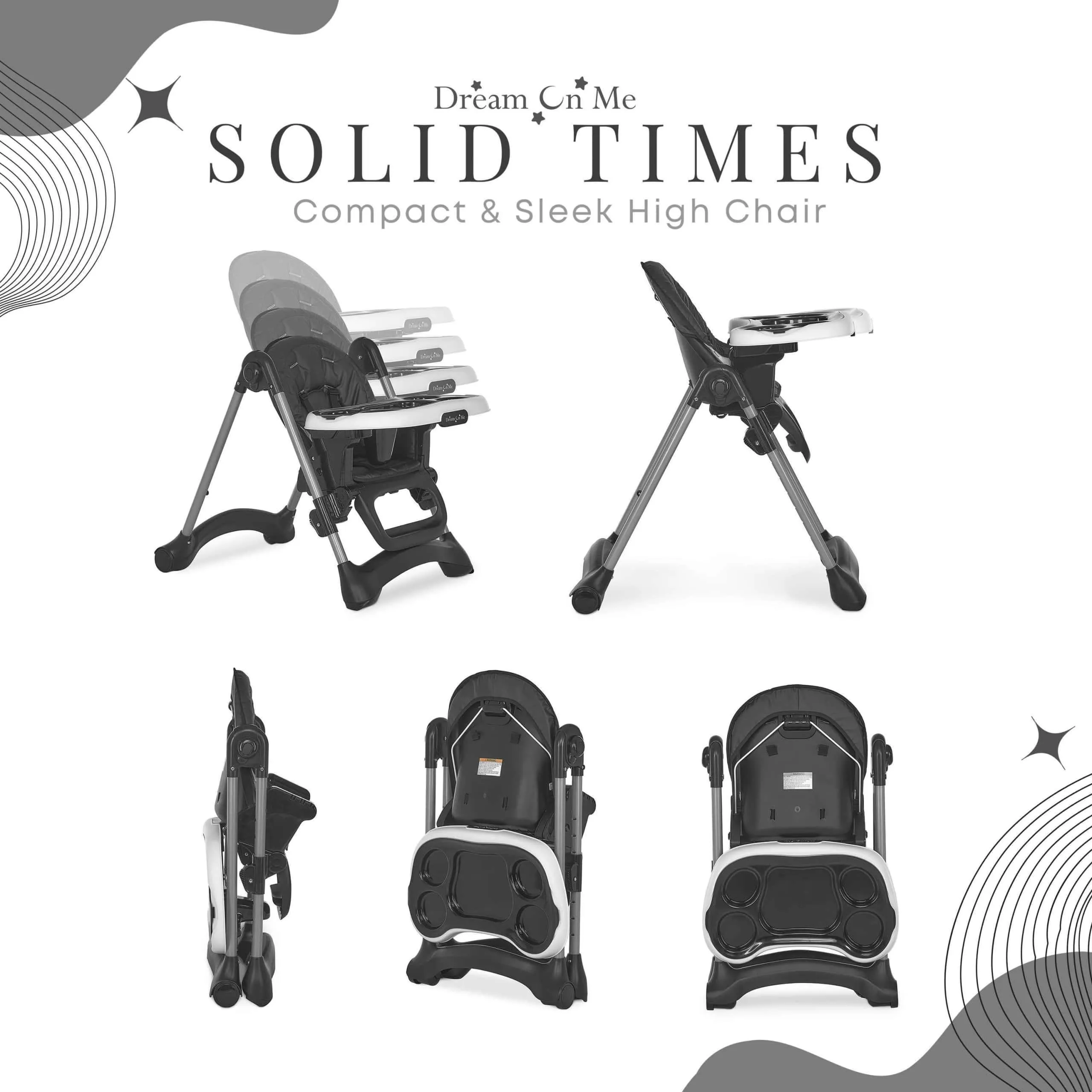 Dream on Me Solid Times Lightweight Portable Highchair
