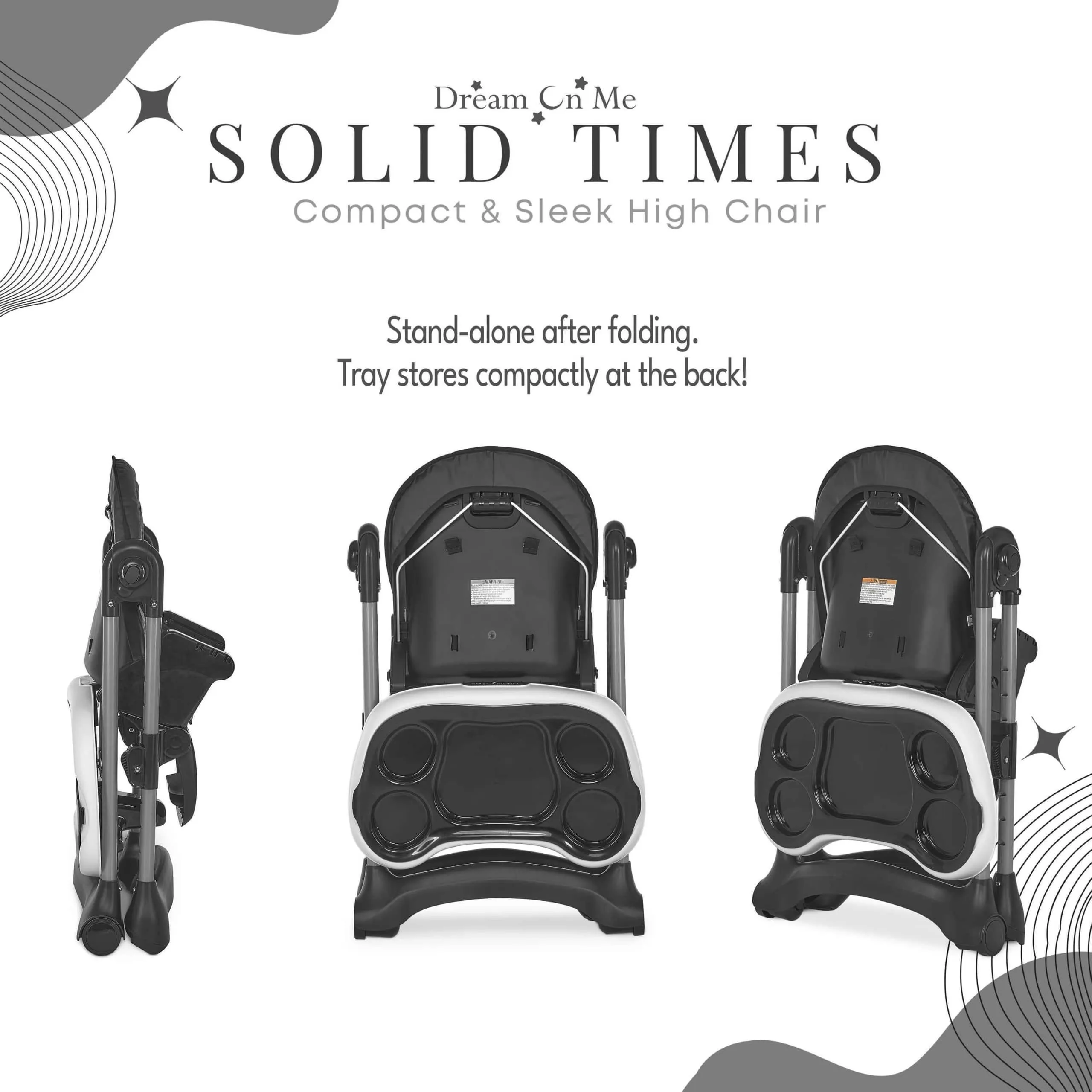 Dream on Me Solid Times Lightweight Portable Highchair