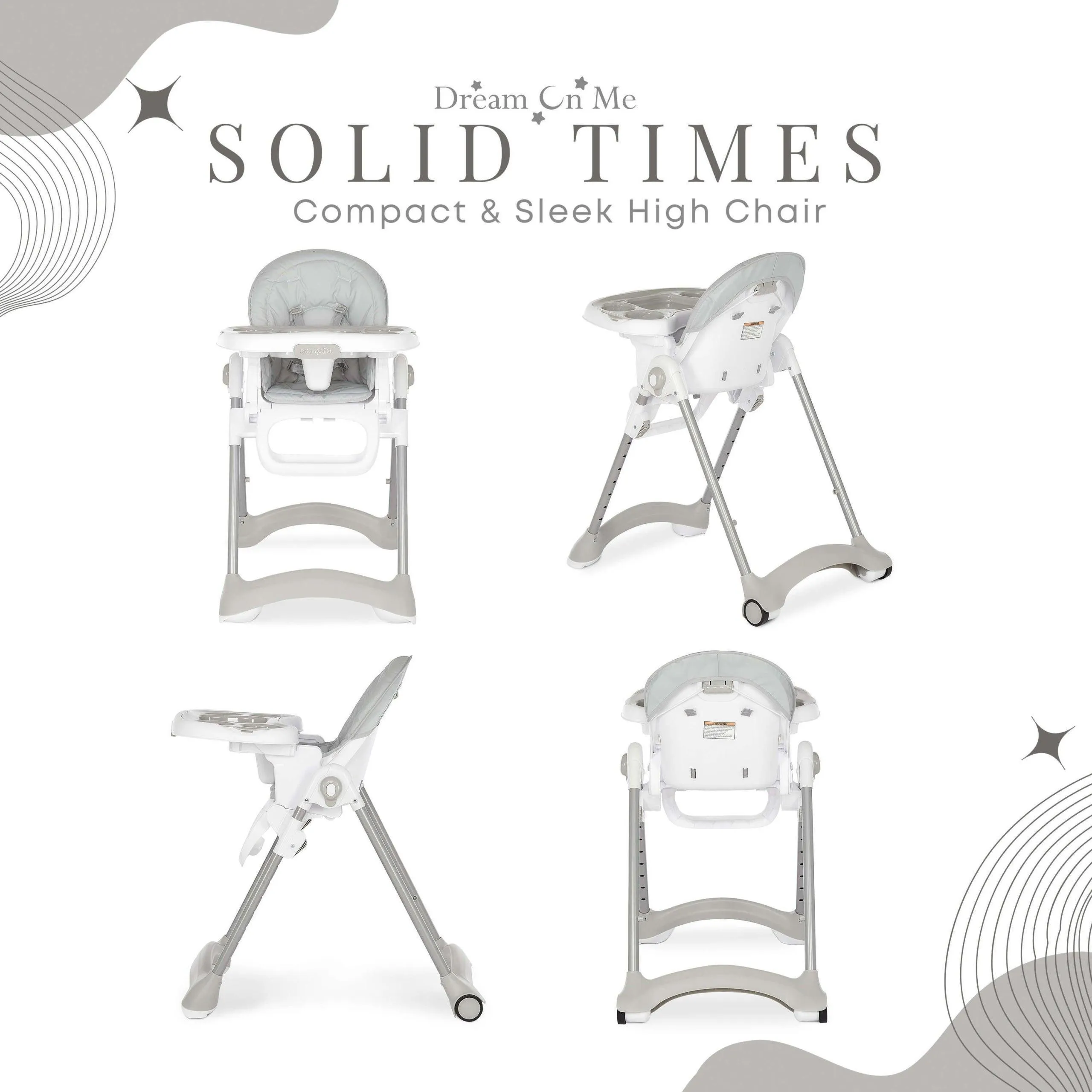 Dream on Me Solid Times Lightweight Portable Highchair