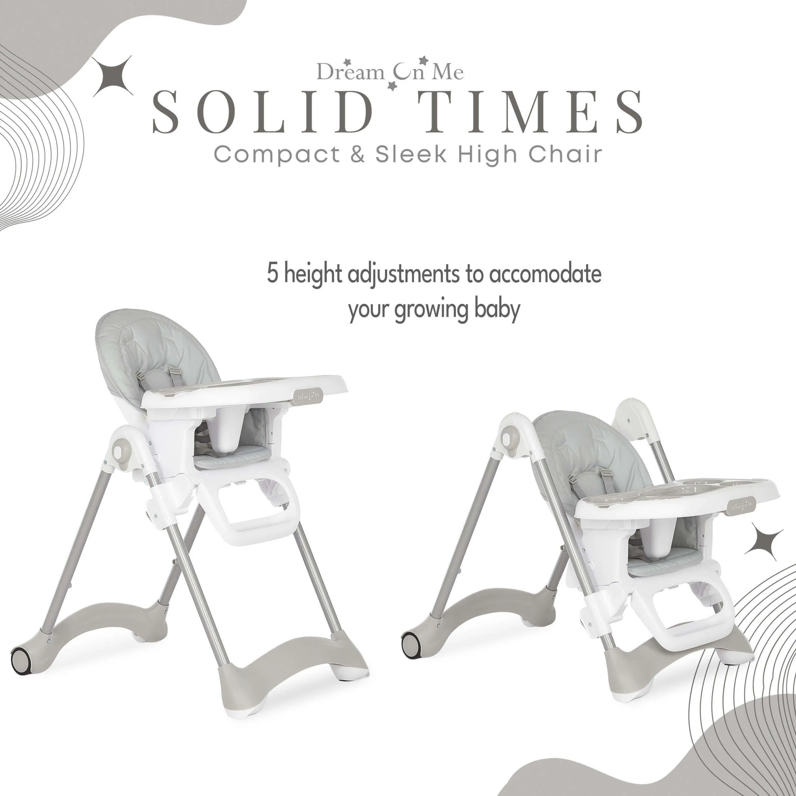 Dream on Me Solid Times Lightweight Portable Highchair
