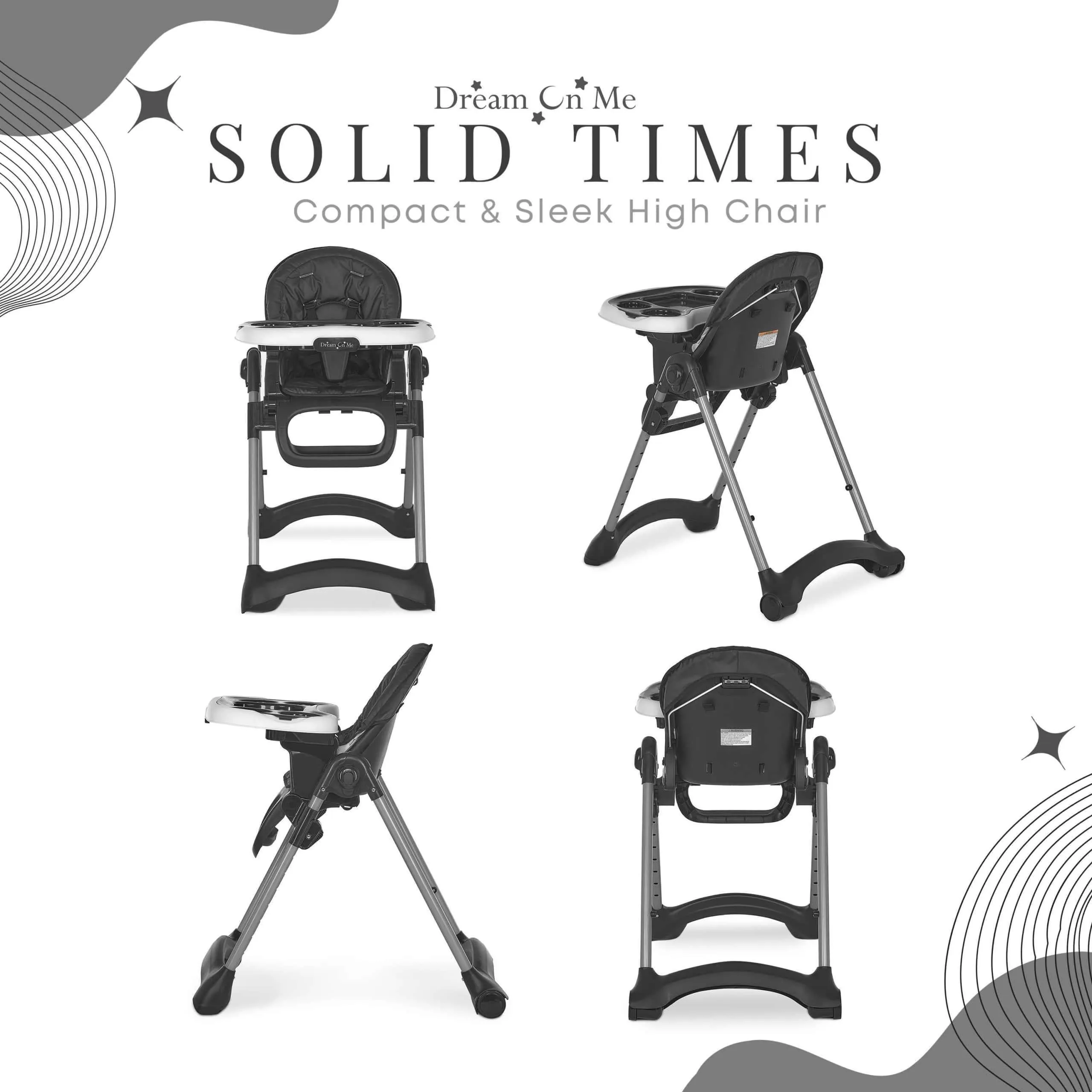 Dream on Me Solid Times Lightweight Portable Highchair