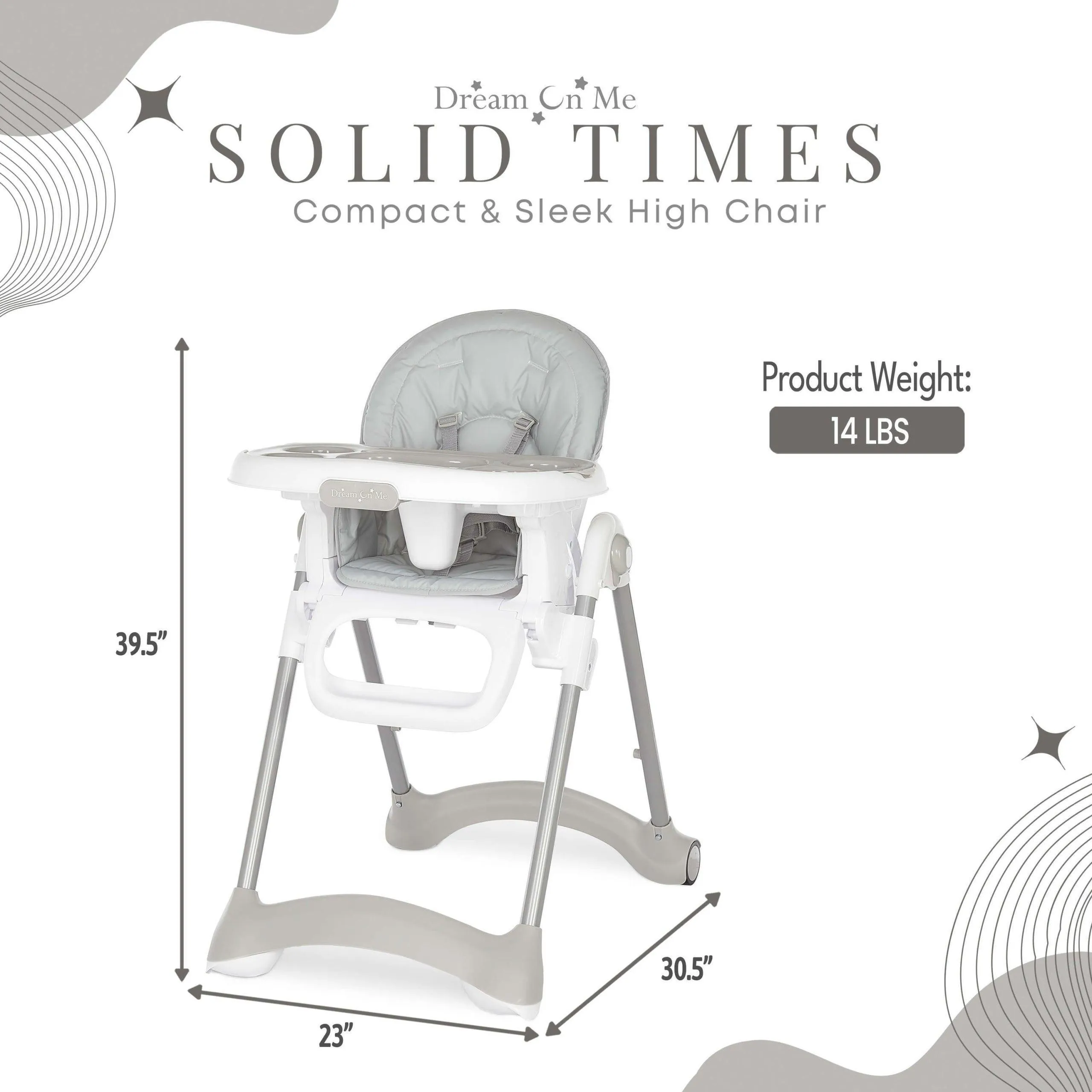 Dream on Me Solid Times Lightweight Portable Highchair