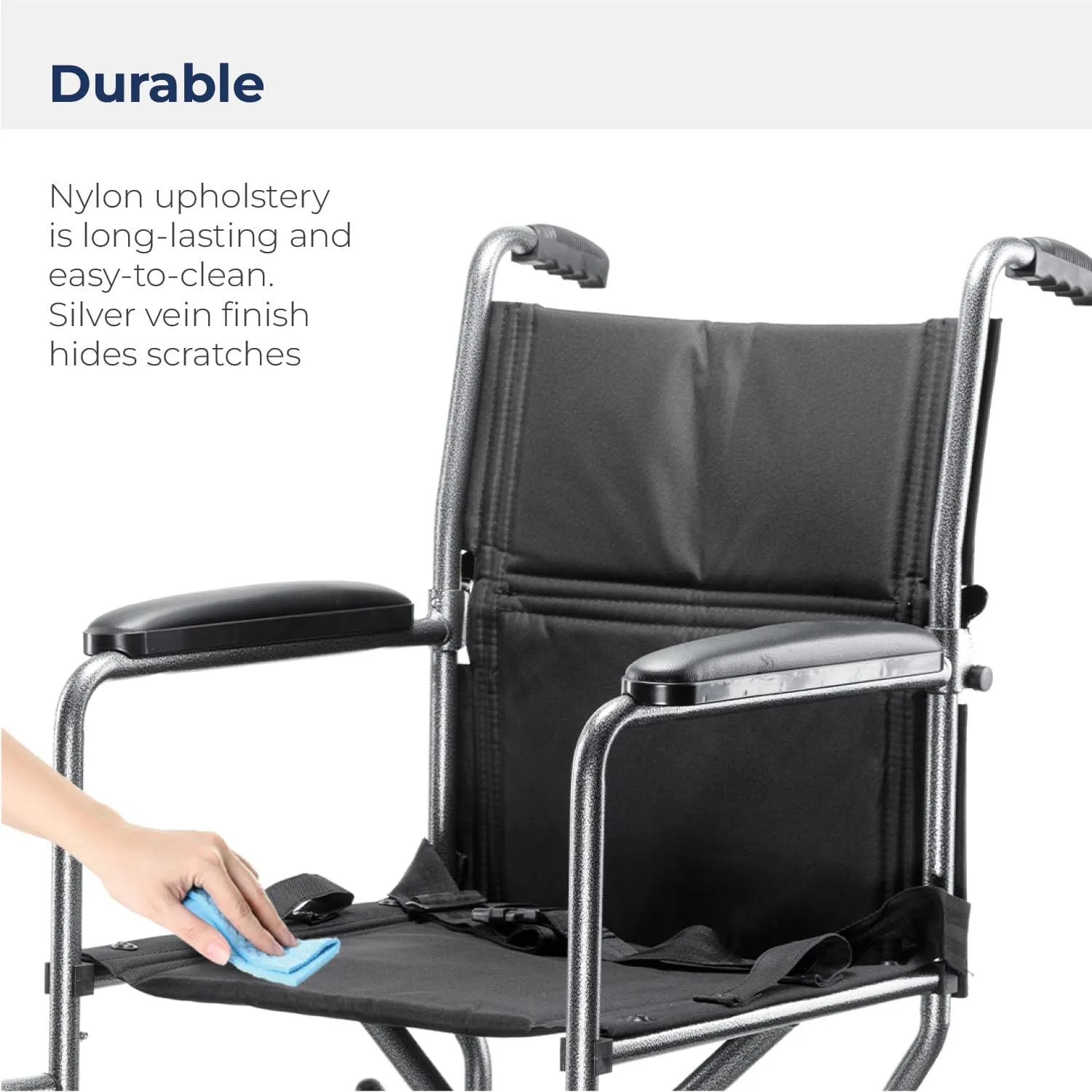 Drive Medical TR37E-SV Lightweight Folding Transport Wheelchair with Swing-Away Footrest, Silver
