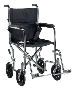 drive™ Poly-Fly High Strength Lightweight Wheelchair / Flyweight Transport Chair, Black with Silver Finish 1 (CS)