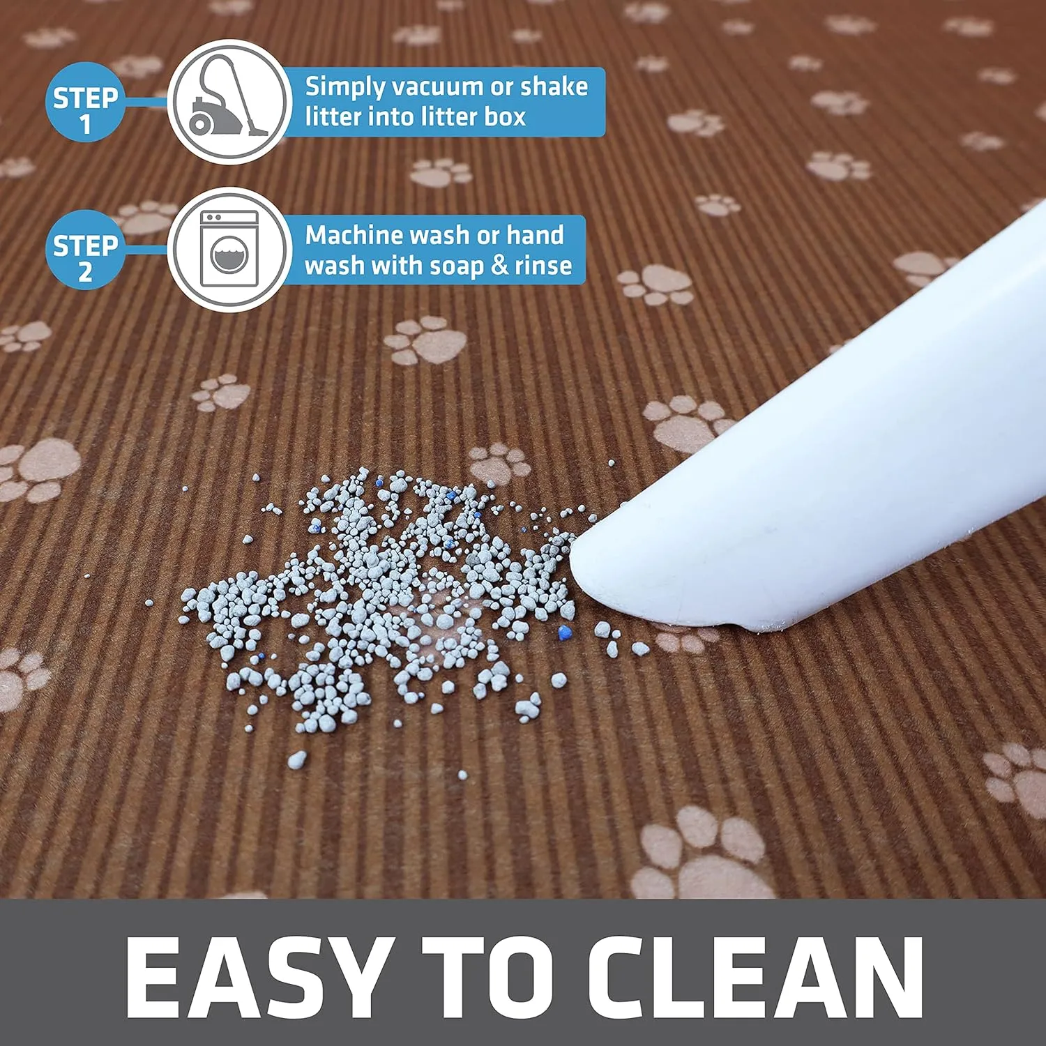 Drymate Original Cat Litter Mat, Contains Mess from Box, Protects Floors, Urine-Proof, Machine Washable, Soft on Kitty Paws, Absorbent, Waterproof (USA Made, Recycled Content) (28”x36”)(BrownTanPaw)