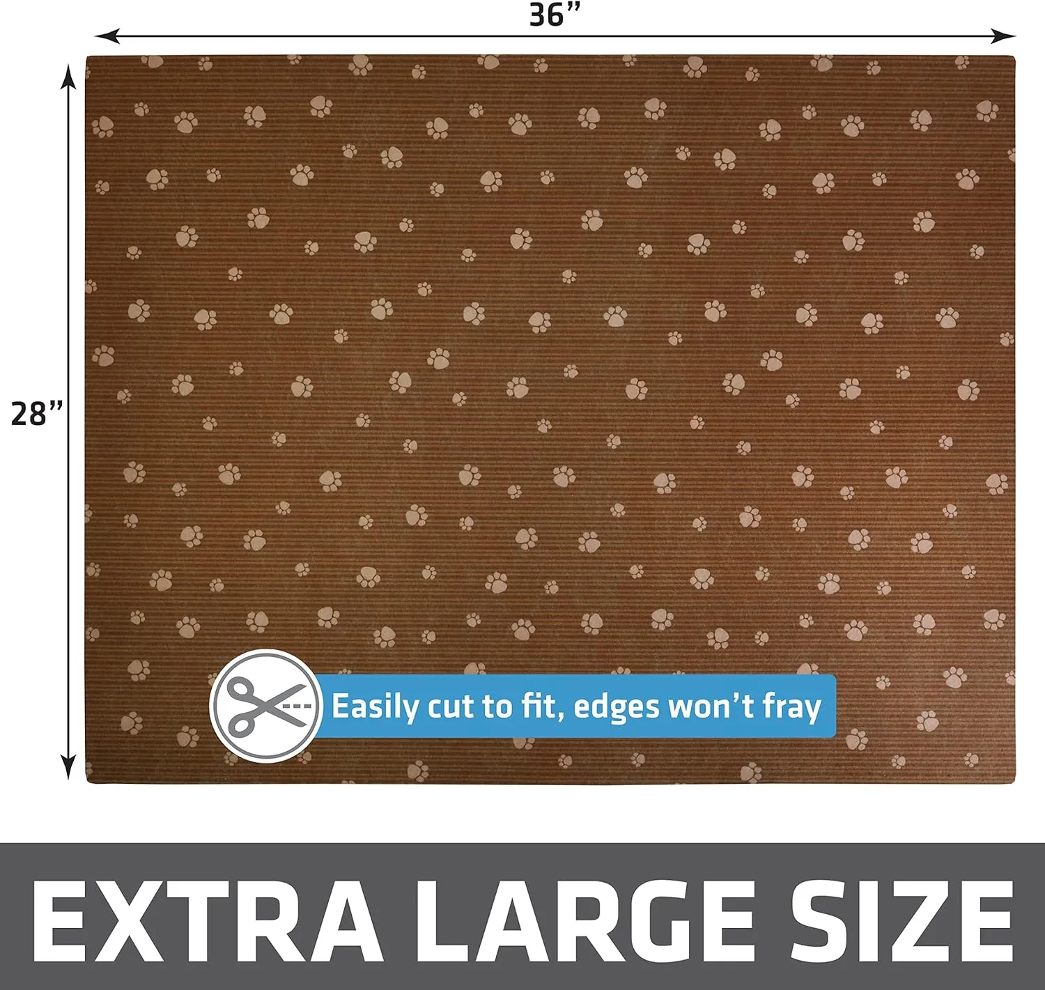 Drymate Original Cat Litter Mat, Contains Mess from Box, Protects Floors, Urine-Proof, Machine Washable, Soft on Kitty Paws, Absorbent, Waterproof (USA Made, Recycled Content) (28”x36”)(BrownTanPaw)