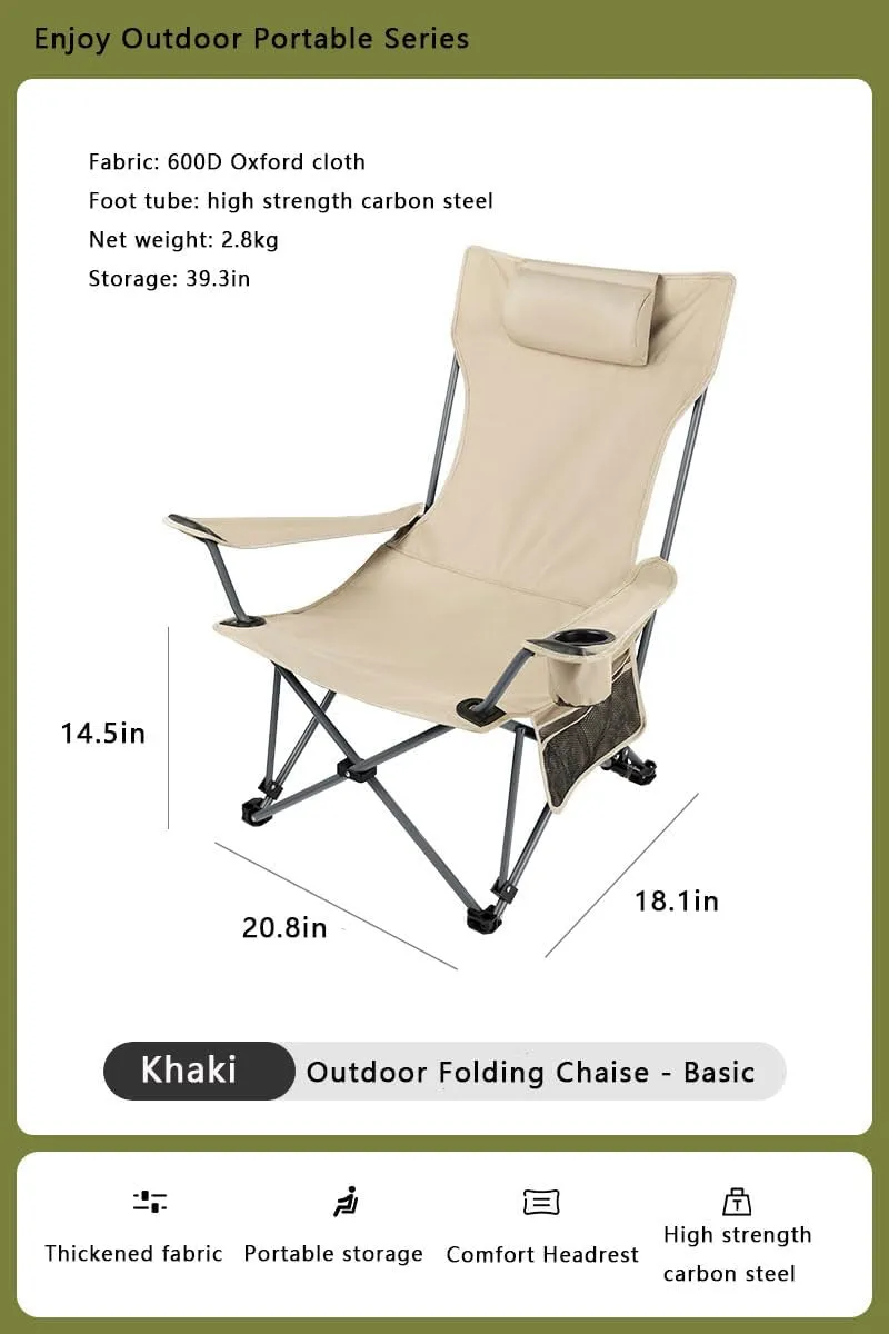 Dual Purpose Portable Folding Camping Cot and Chair, Easy-to-Assemble Four Gear Adjustable Sleeping Chair, Outside Folding Lawn Chairs with Removable Footrest Headrest Storage Bag