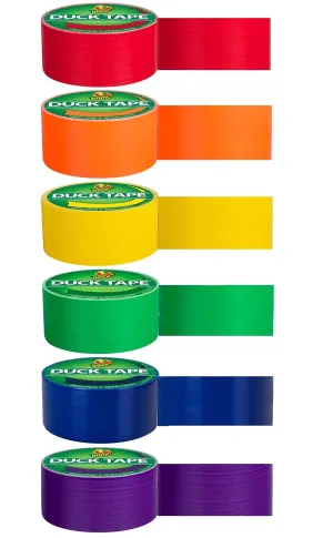 Duck Brand Color Duct Tape Pride Combo 6-Pack, Red, Orange, Yellow, Green, Blue and Purple, 115 Yards Total