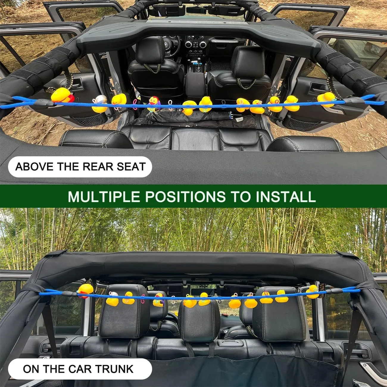 Duck Holder for Jeep,Rubber Ducks Holder for Jeep Wrangler YJ TJ JK JL & Gladiator JT, Hold 32 Rubber Ducks,Black Paracord Duck Mount