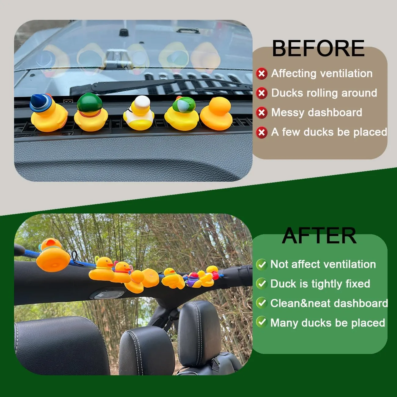 Duck Holder for Jeep,Rubber Ducks Holder for Jeep Wrangler YJ TJ JK JL & Gladiator JT, Hold 32 Rubber Ducks,Black Paracord Duck Mount