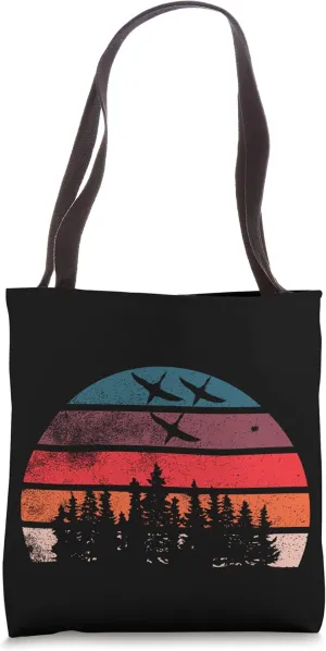 Duck Hunting Retro Sunset with flying ducks for Duck Hunters Tote Bag