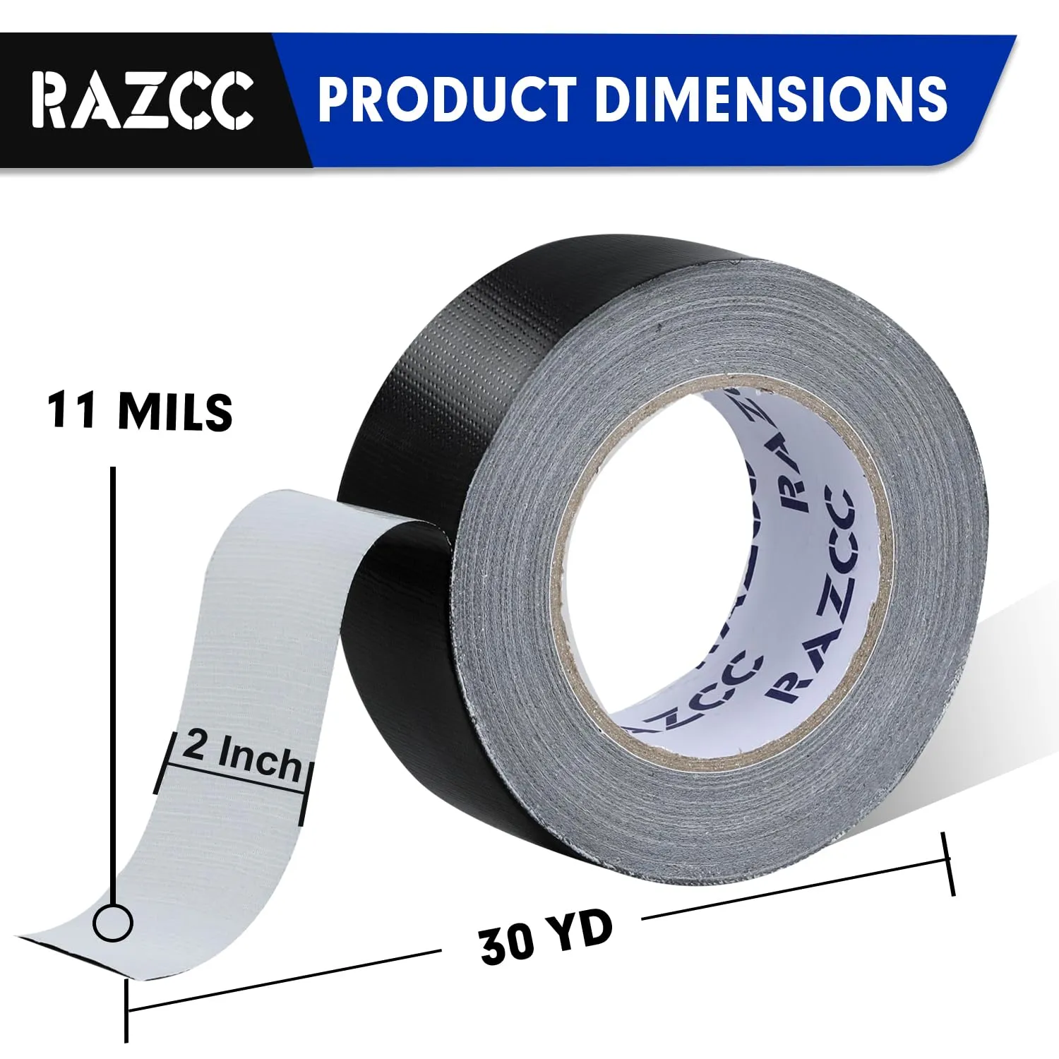 Duct Tape, 6 Rolls Black Duct Tape,Heavy Duty, Flexible, No Residue, All-Weather and Tear by Hand, 30 Yard x 2 Inch Per Roll - Bulk Value for Indoor & Outdoor Repairs, Industrial Use