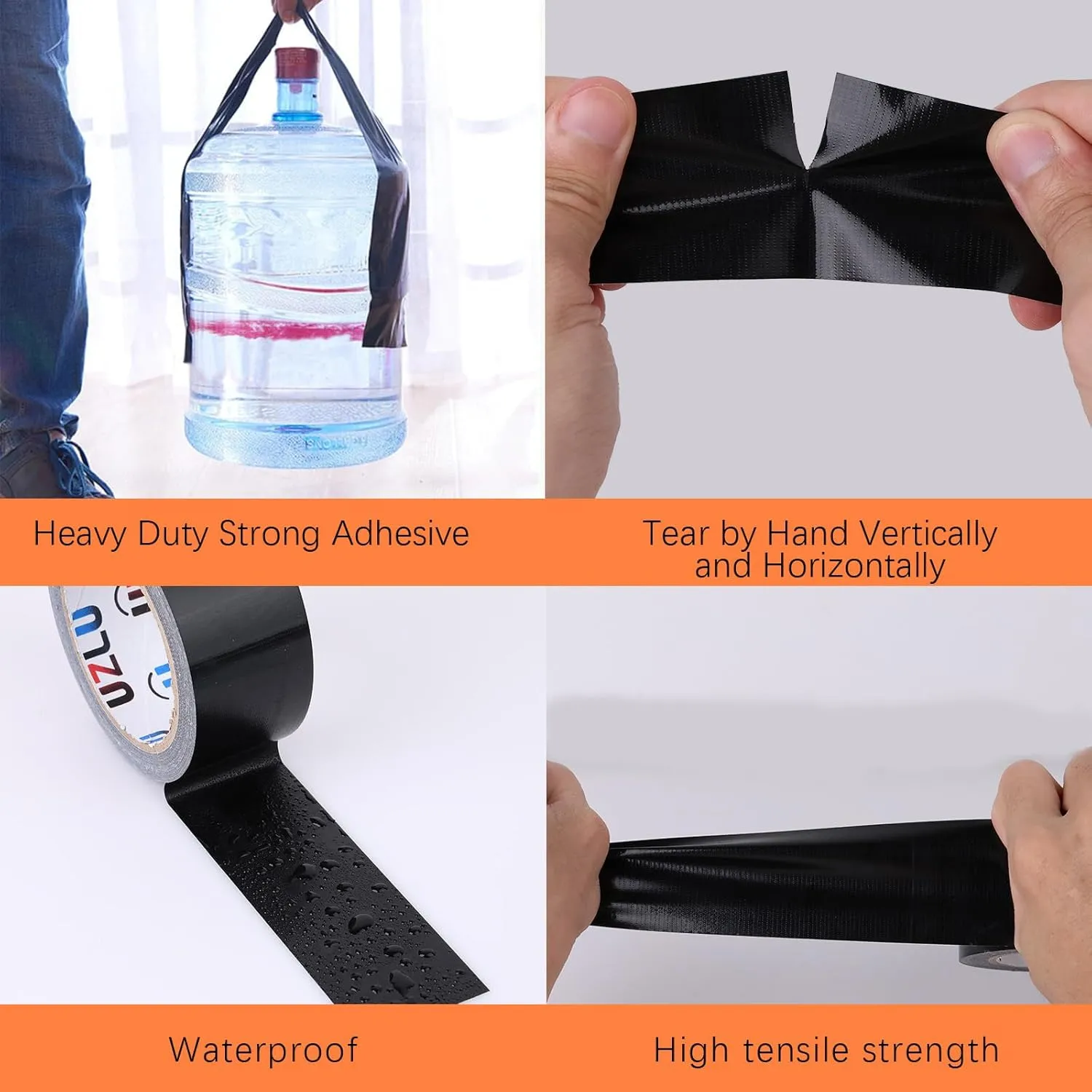 Duct Tape Bulk, Black Duct Tape Heavy Duty, 24 Rolls x 20 Yard x 1.88 Inch Per Roll, Flexible, No Residue, All-Weather and Tear by Hand, Bulk Value for Indoor & Outdoor Repairs, Industrial Use