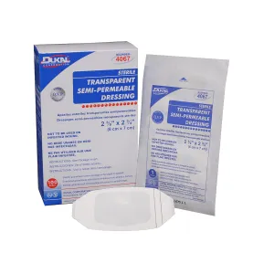 DUKAL Transparent Semi-Permeable Dressing 2-3/8" x 2-3/4" – Sterile, Waterproof, Breathable Wound Dressing for Minor Cuts and Surgical Sites (Box of 50)
