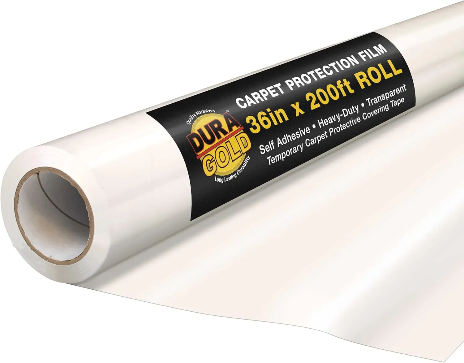 Dura-Gold Carpet Protection Film, 36-inch x 200' Roll - Clear Self Adhesive Temporary Carpet Protective Covering Tape - Protect Against Foot Traffic, Paint Spills, Dust, Construction Debris, Moving