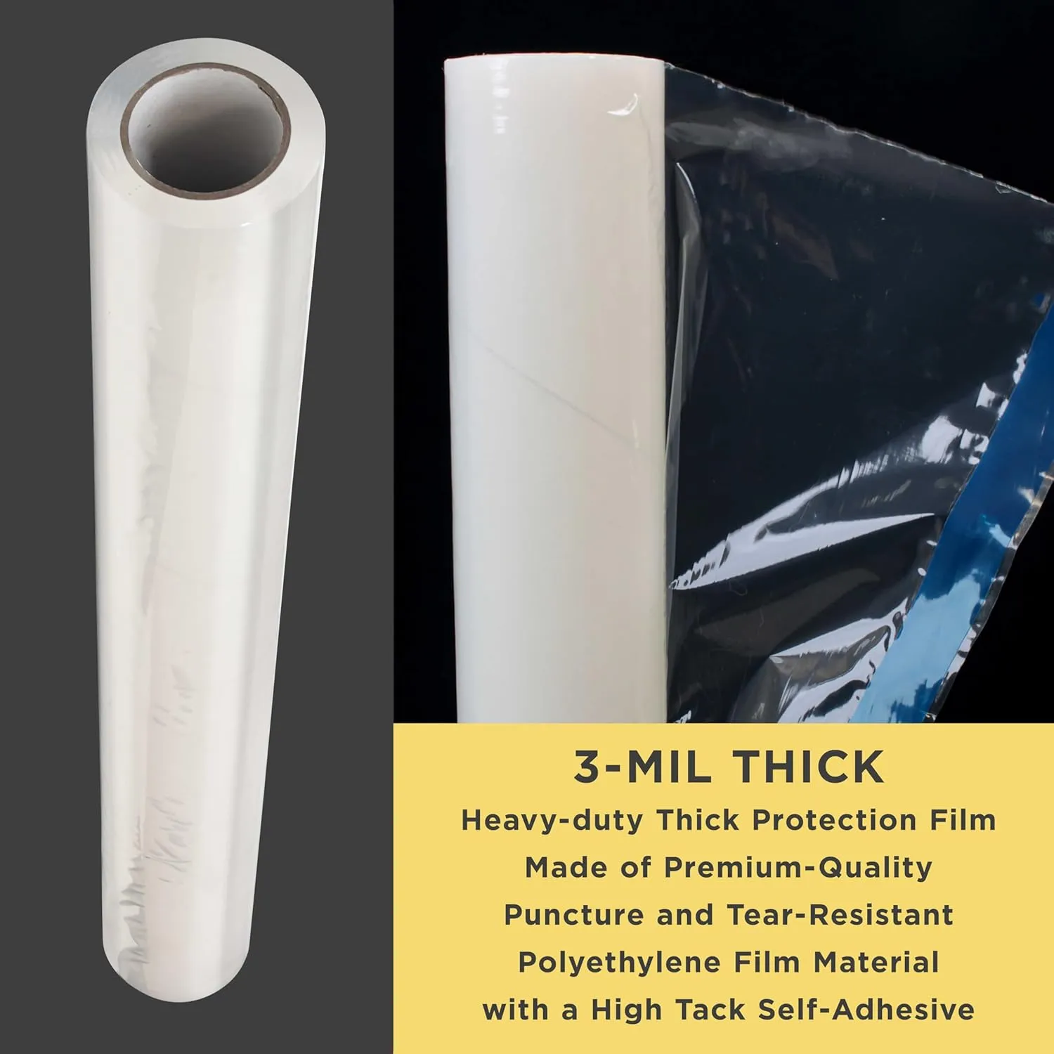 Dura-Gold Carpet Protection Film, 36-inch x 200' Roll - Clear Self Adhesive Temporary Carpet Protective Covering Tape - Protect Against Foot Traffic, Paint Spills, Dust, Construction Debris, Moving