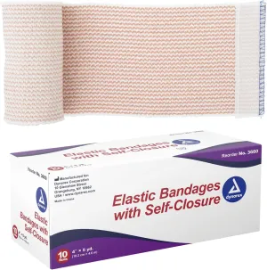 Dynarex 3660 Elastic Bandage with Self-Closure, 4" x 5 yds, Provides Compression for Injuries, Cotton, and Spandex, Non-Sterile and Latex-Free