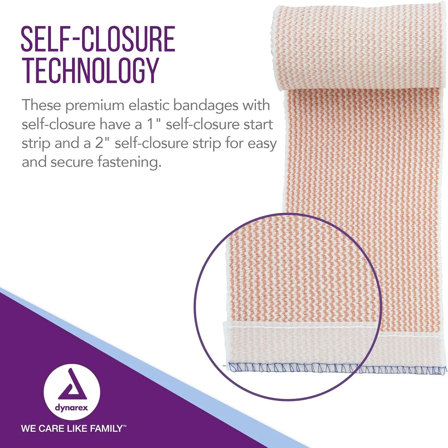 Dynarex 3660 Elastic Bandage with Self-Closure, 4" x 5 yds, Provides Compression for Injuries, Cotton, and Spandex, Non-Sterile and Latex-Free