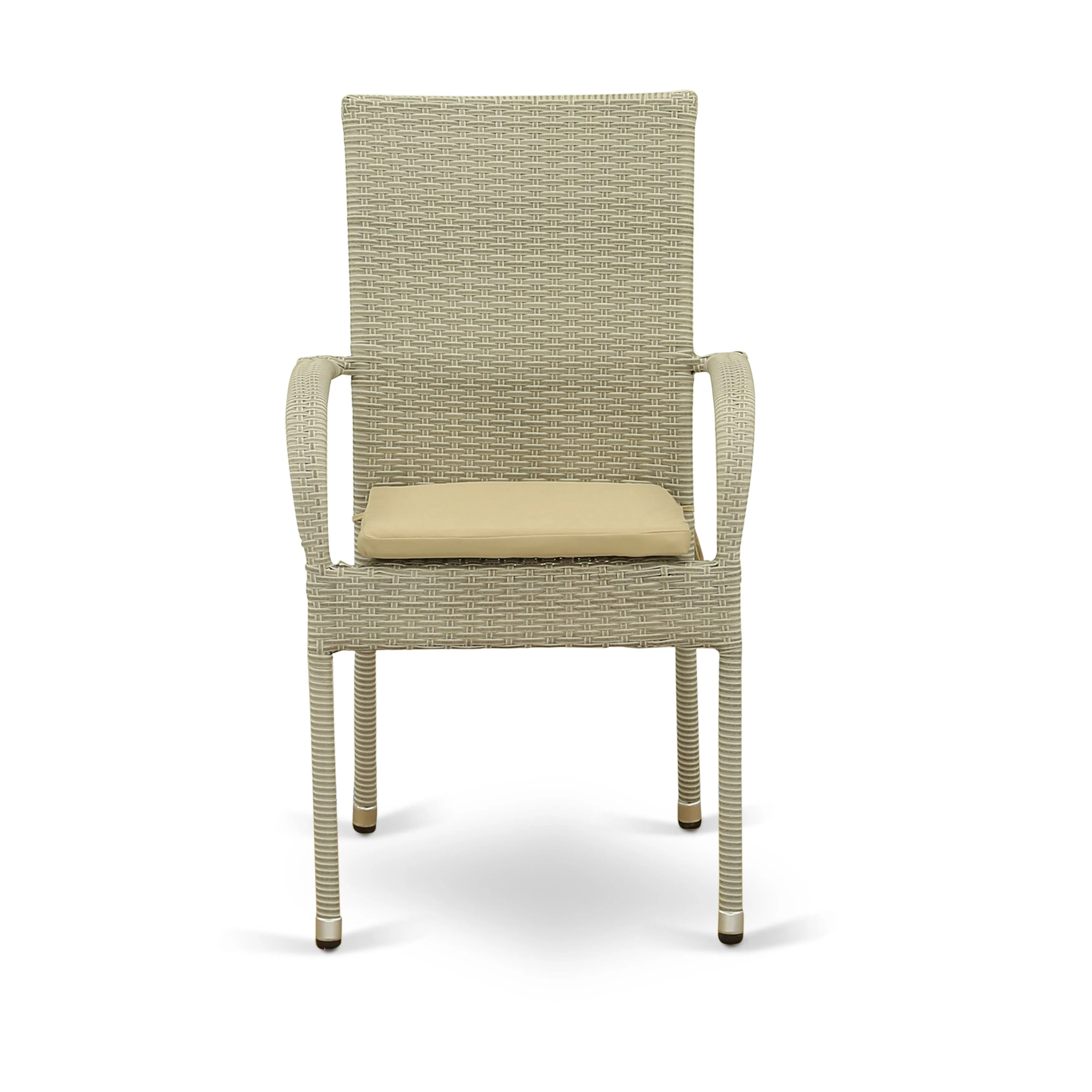 East West Furniture GULC103A Gudhjem Outdoor Patio Wicker Arm Chairs with Cushion, Set of 2, Natural Linen