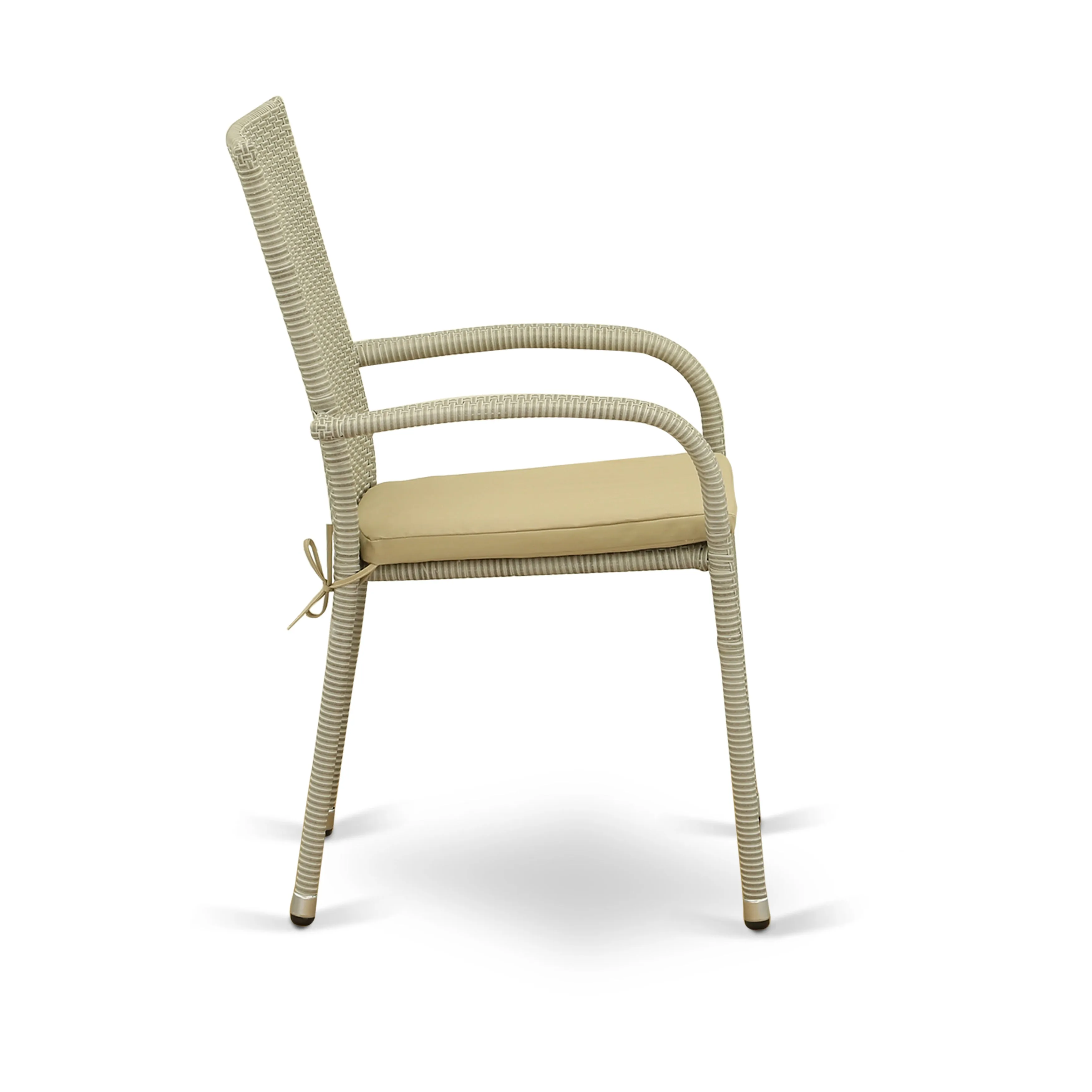 East West Furniture GULC103A Gudhjem Outdoor Patio Wicker Arm Chairs with Cushion, Set of 2, Natural Linen