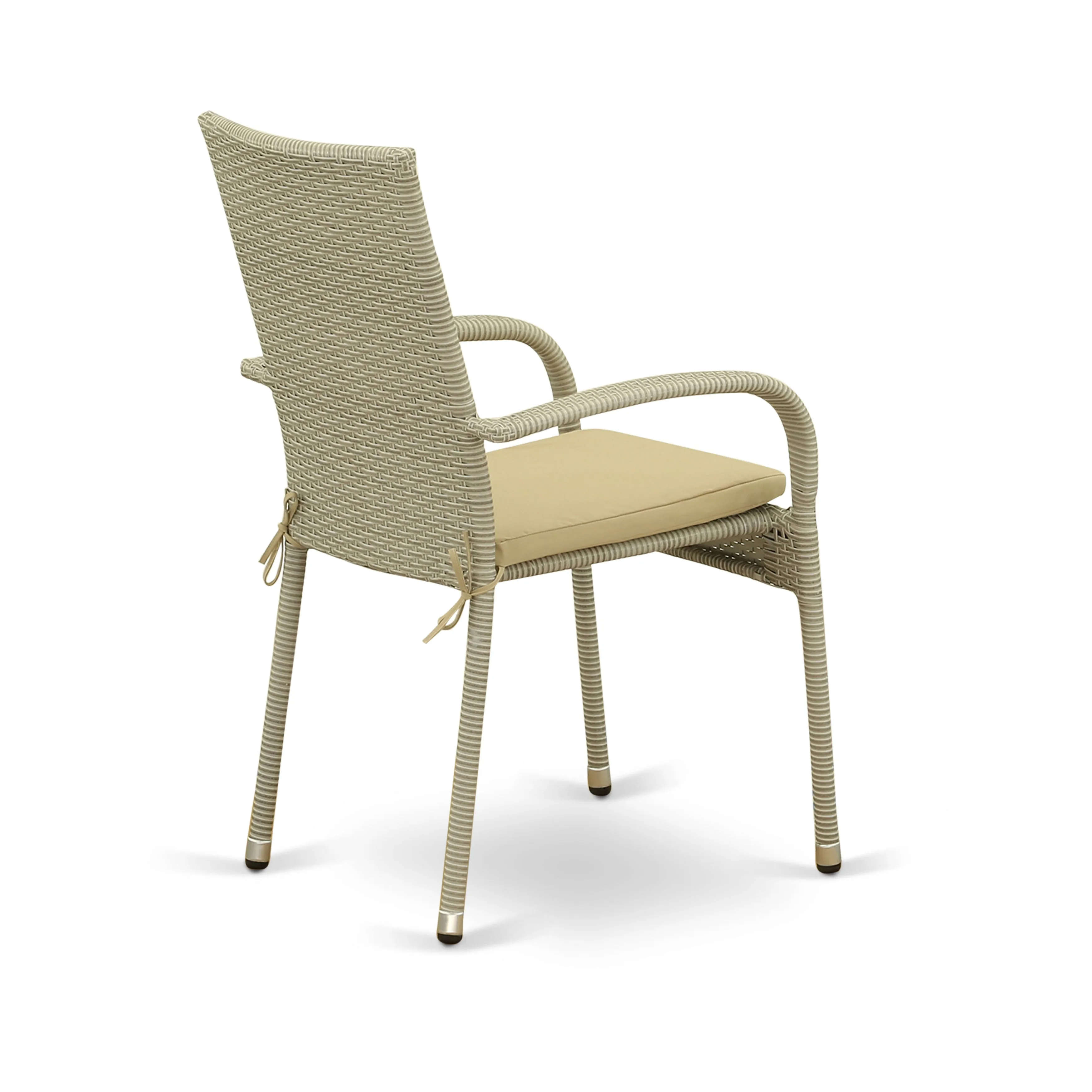 East West Furniture GULC103A Gudhjem Outdoor Patio Wicker Arm Chairs with Cushion, Set of 2, Natural Linen
