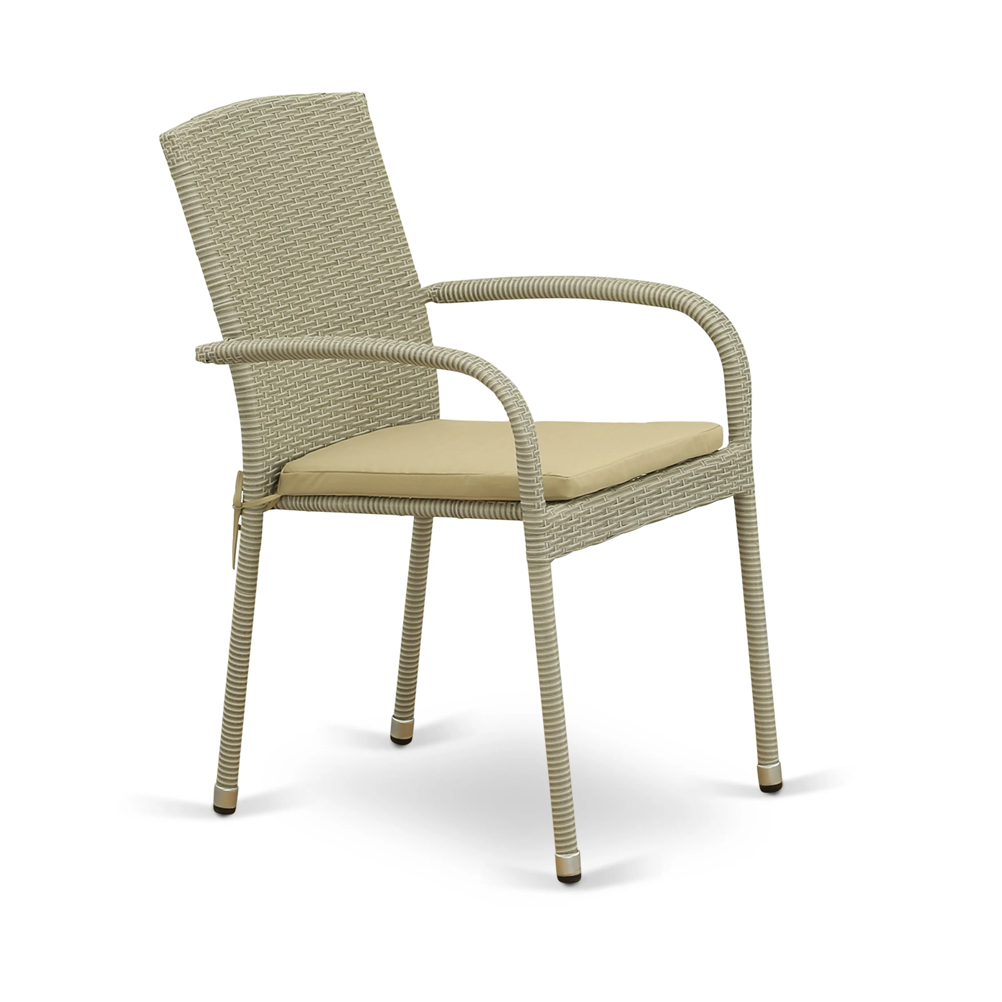 East West Furniture JULC103A Jubi Outdoor Patio Wicker Arm Chairs with Cushion, Set of 2, Natural Linen