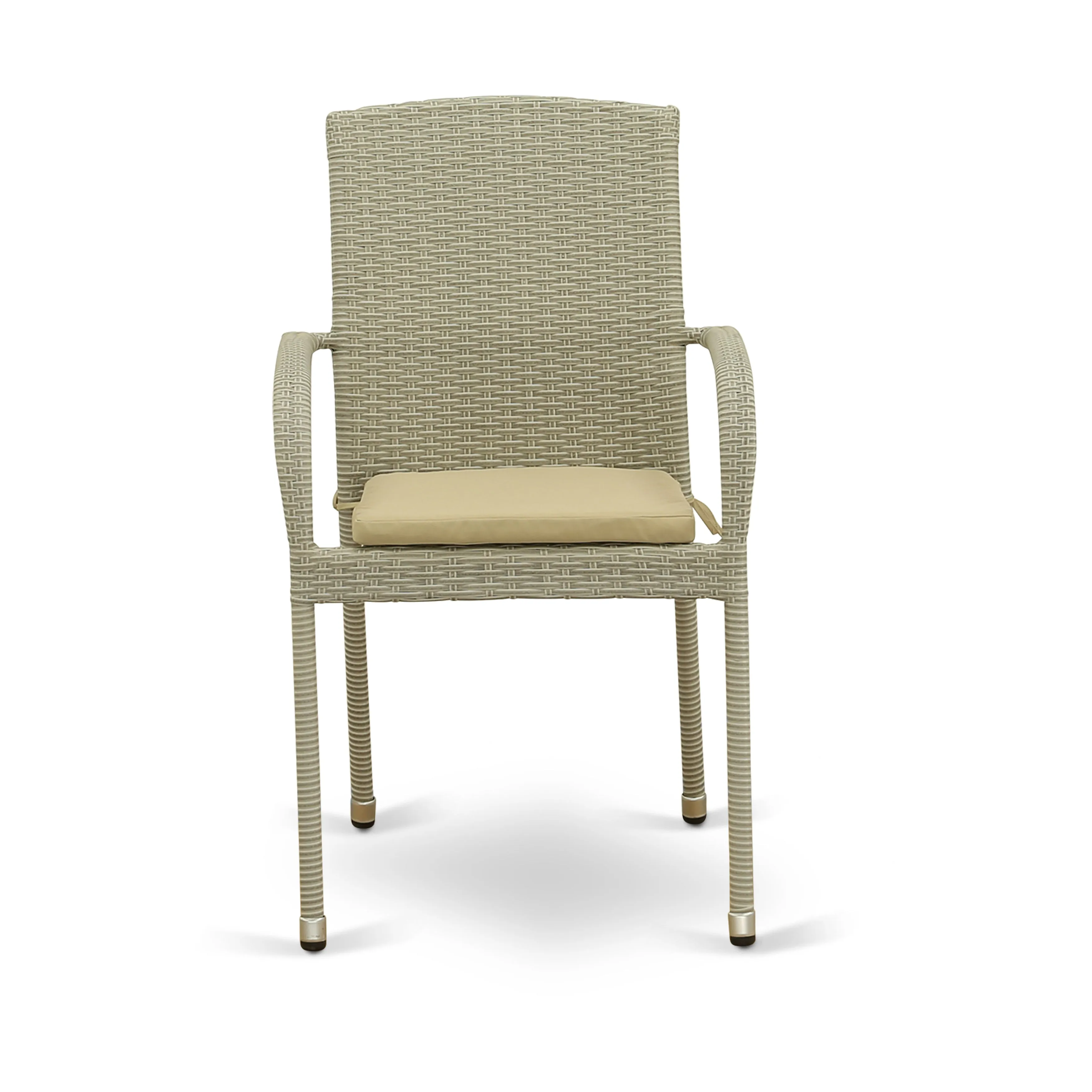 East West Furniture JULC103A Jubi Outdoor Patio Wicker Arm Chairs with Cushion, Set of 2, Natural Linen