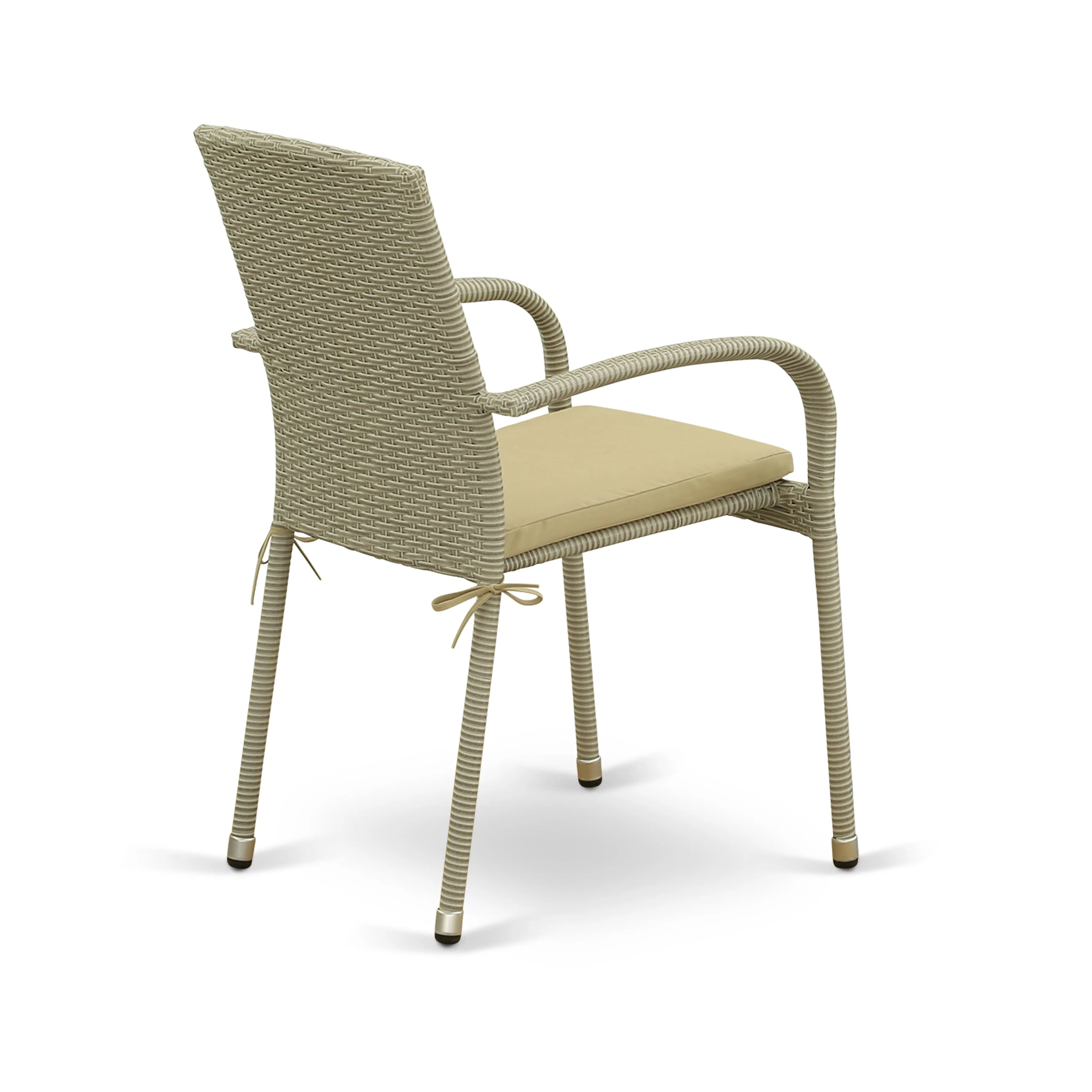 East West Furniture JULC103A Jubi Outdoor Patio Wicker Arm Chairs with Cushion, Set of 2, Natural Linen