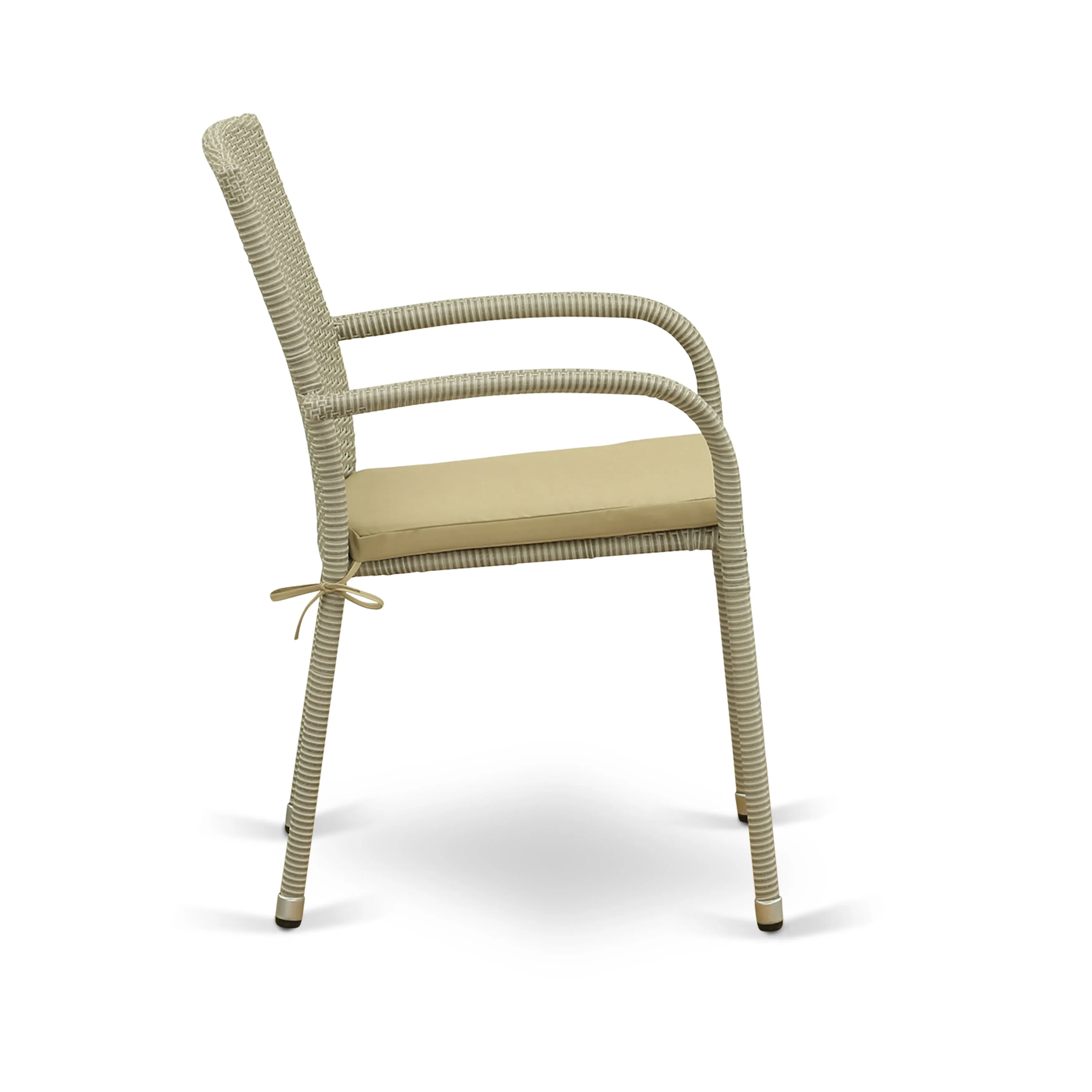 East West Furniture JULC103A Jubi Outdoor Patio Wicker Arm Chairs with Cushion, Set of 2, Natural Linen